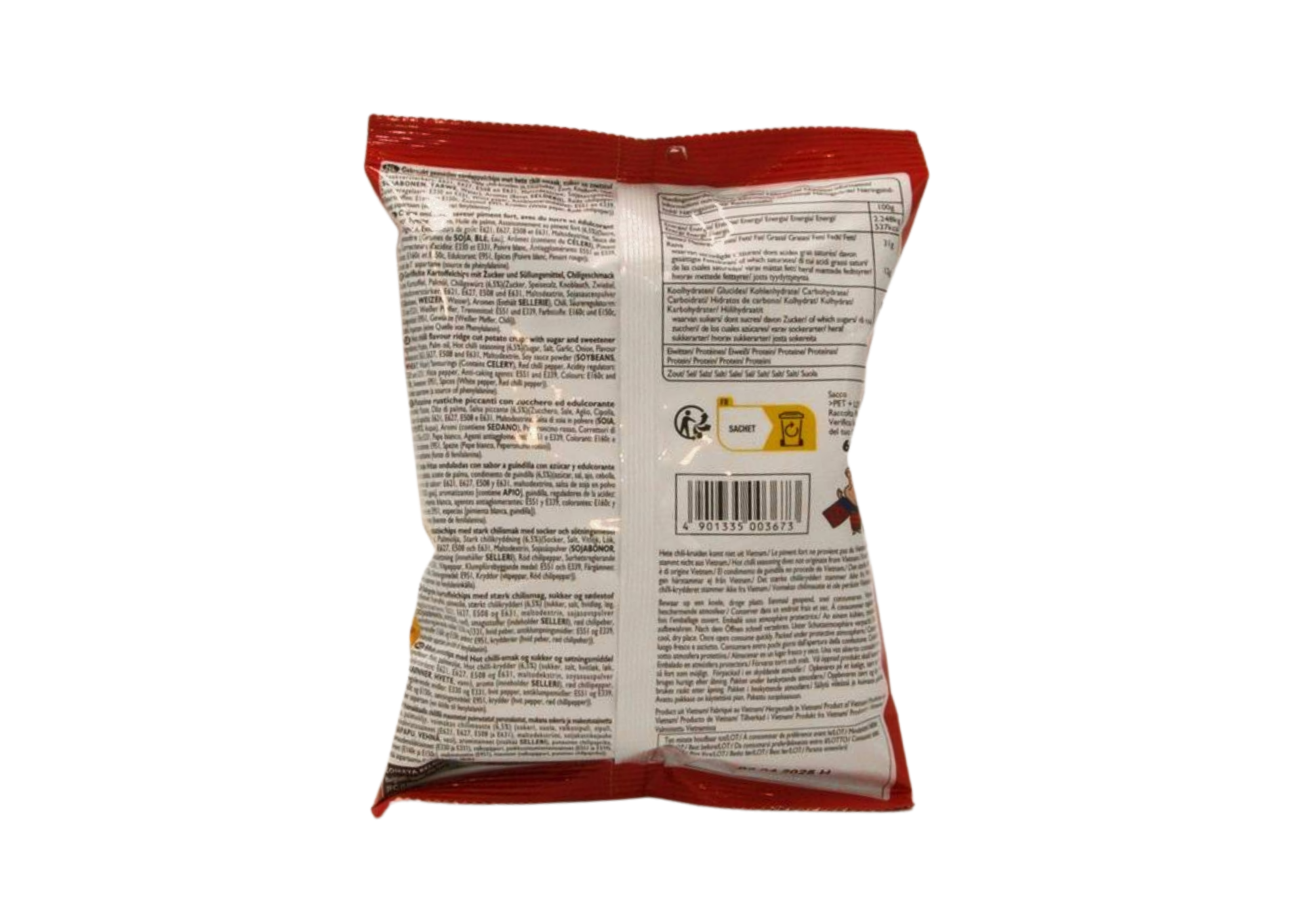 Koike-Ya Karamucho geriffelte Kartoffelchips mit Hot Chilli Geschmack, VPE: 60g, VKE: 12x60g