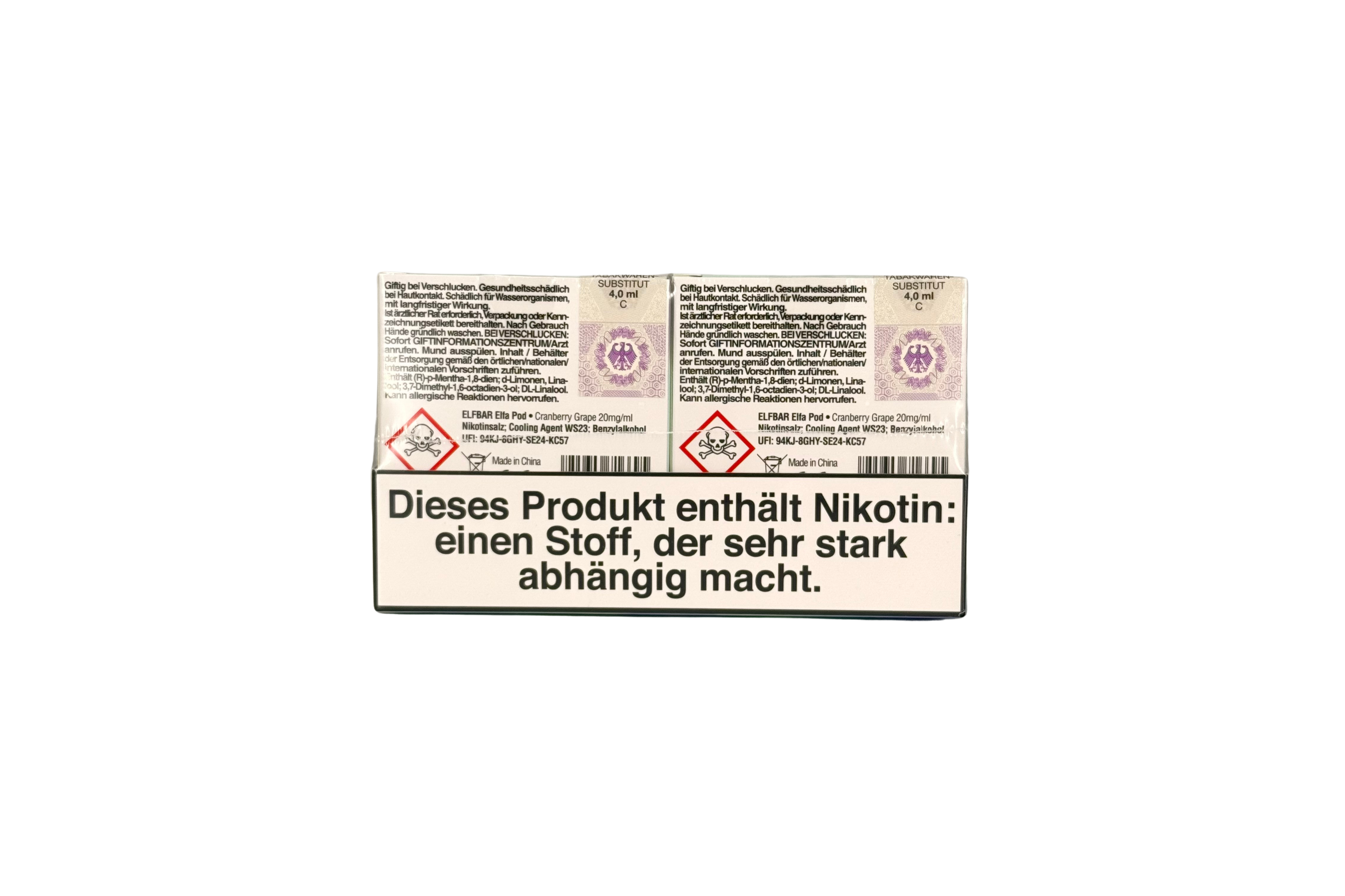 Elfbar ELFA CP Prefilled Pod, Cranberry Grape, VPE: 2 Stk. / Box - 20mg/ml Nikotingehalt