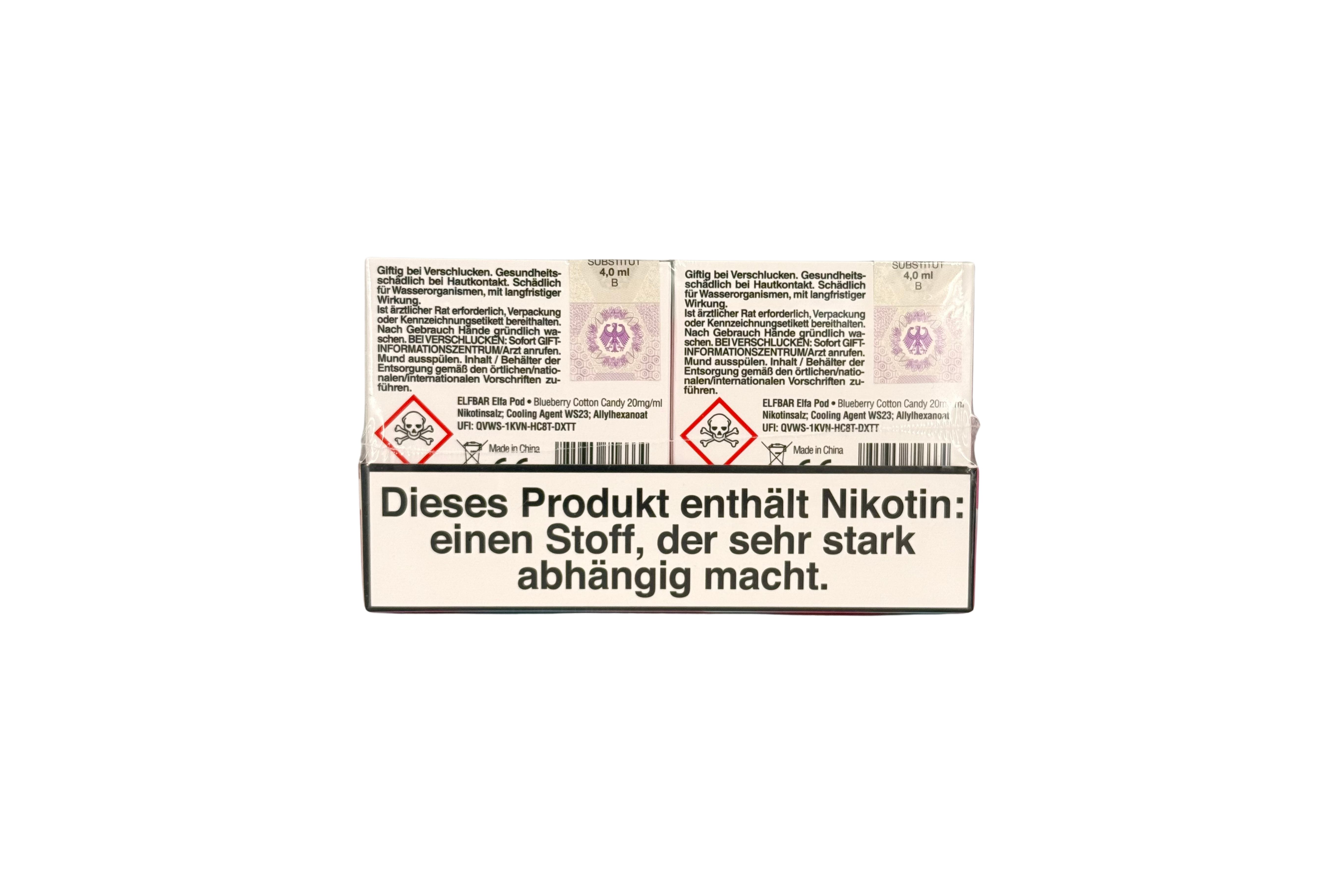 Elfbar ELFA CP Prefilled Pod, Blueberry Cotton Candy, VPE: 2 Stk. / Box - 20mg/ml Nikotingehalt