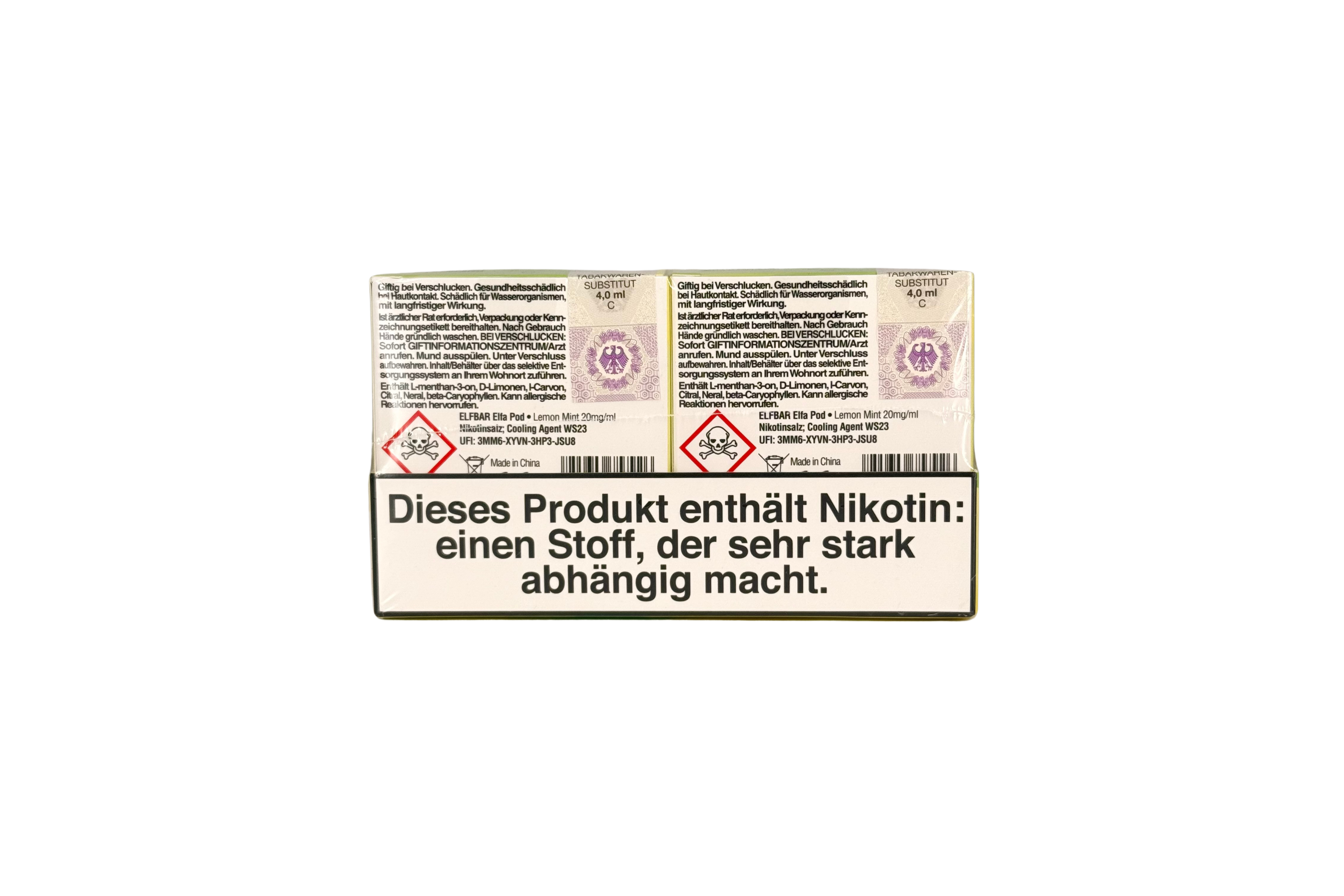 Elfbar ELFA CP Prefilled Pod, Lemon Mint, VPE: 2 Stk. / Box - 20mg/ml Nikotingehalt