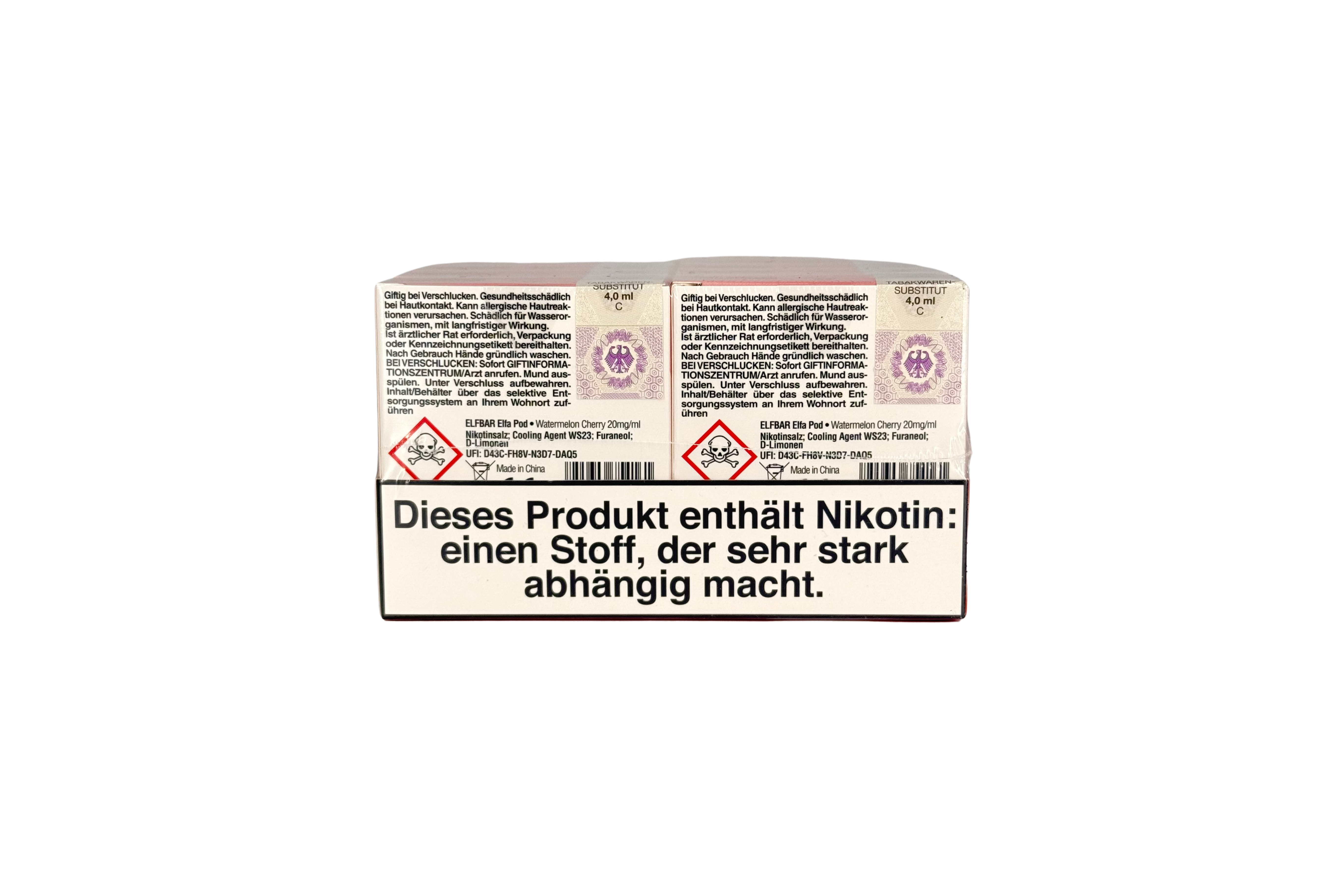 Elfbar ELFA CP Prefilled Pod, Watermelon Cherry, VPE: 2 Stk. / Box - 20mg/ml Nikotingehalt