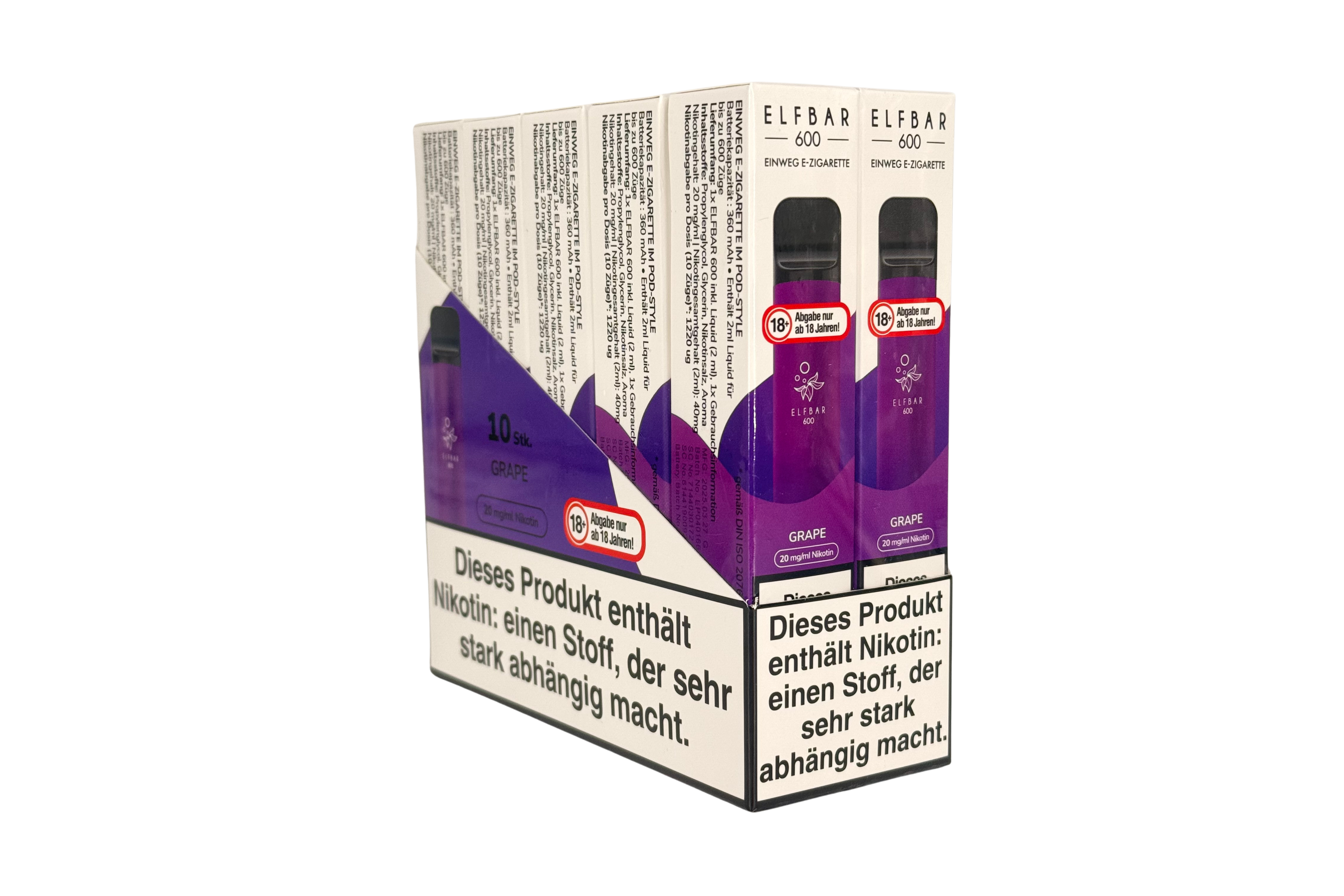 Elf Bar 600 Einweg e-Zigarette, Grape / Traube, VPE: 1 Stk. / Box - 20mg/ml Nikotingehalt