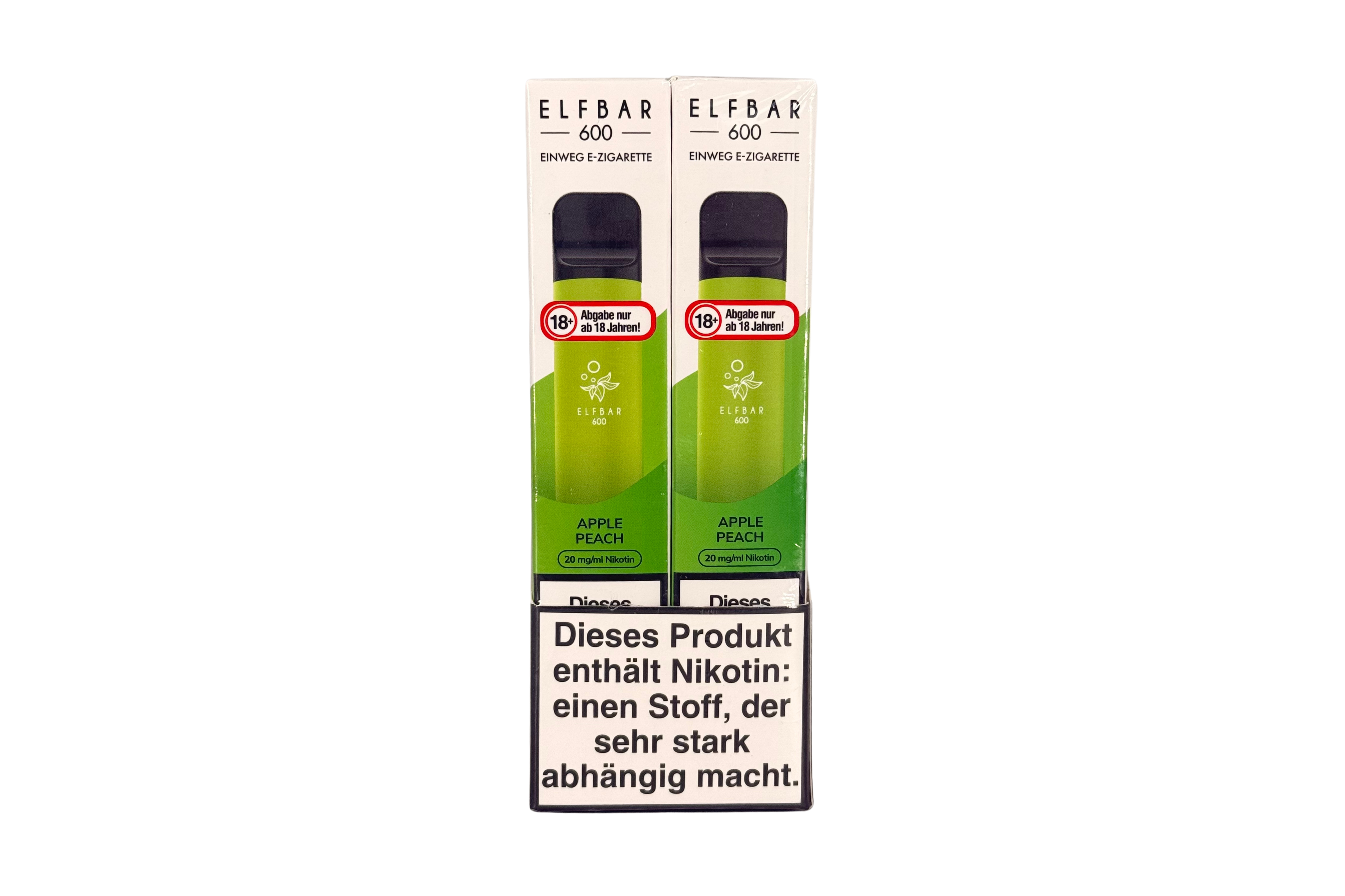 Elf Bar 600 Einweg e-Zigarette, Apple Peach / Apfel Pfirsich, VPE: 1 Stk. / Box - 20mg/ml Nikotingehalt