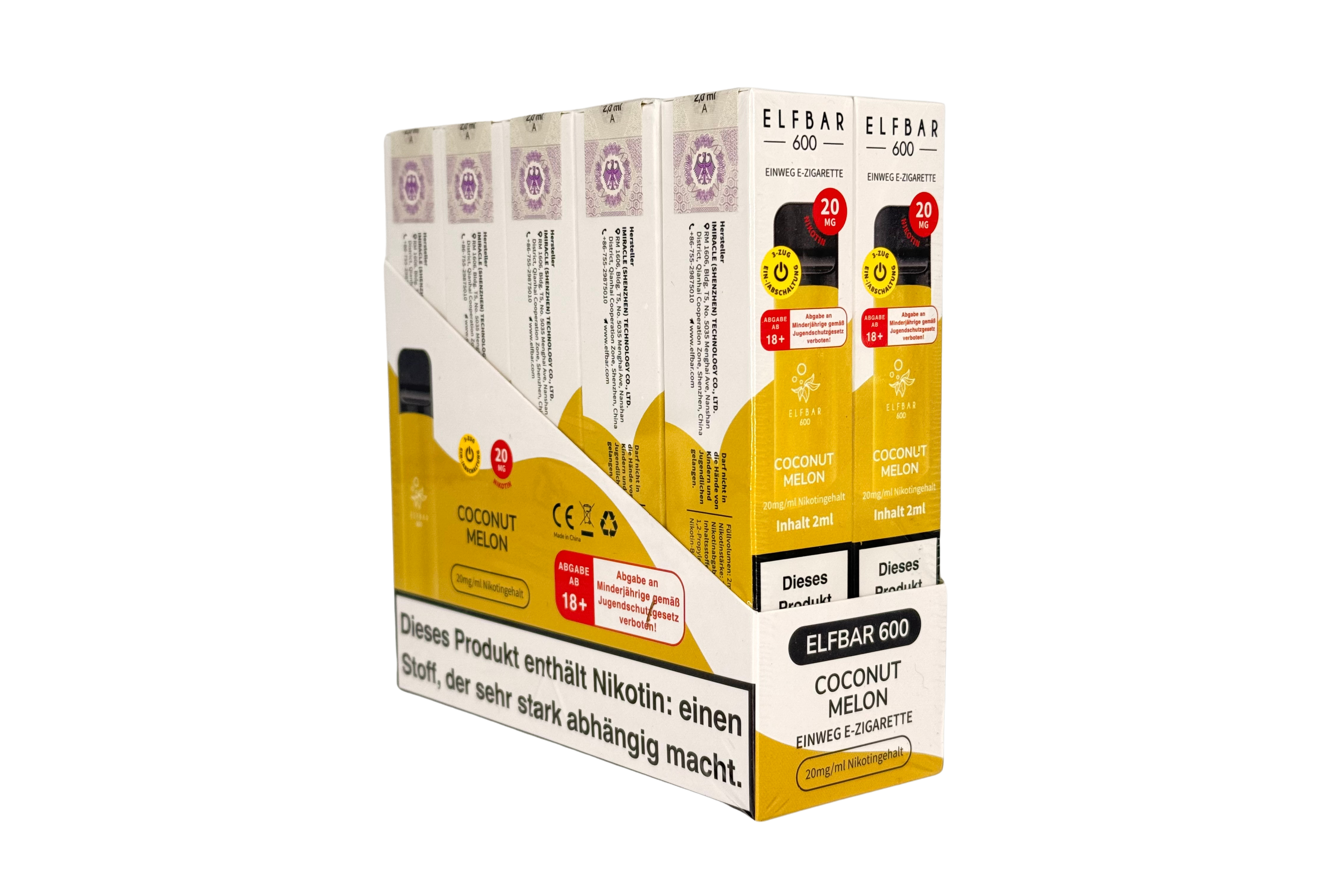 Elf Bar 600 Einweg e-Zigarette, Coconut Melon / Kokosnuss Melone, VPE: 1 Stk. / Box - 20mg/ml Nikotingehalt