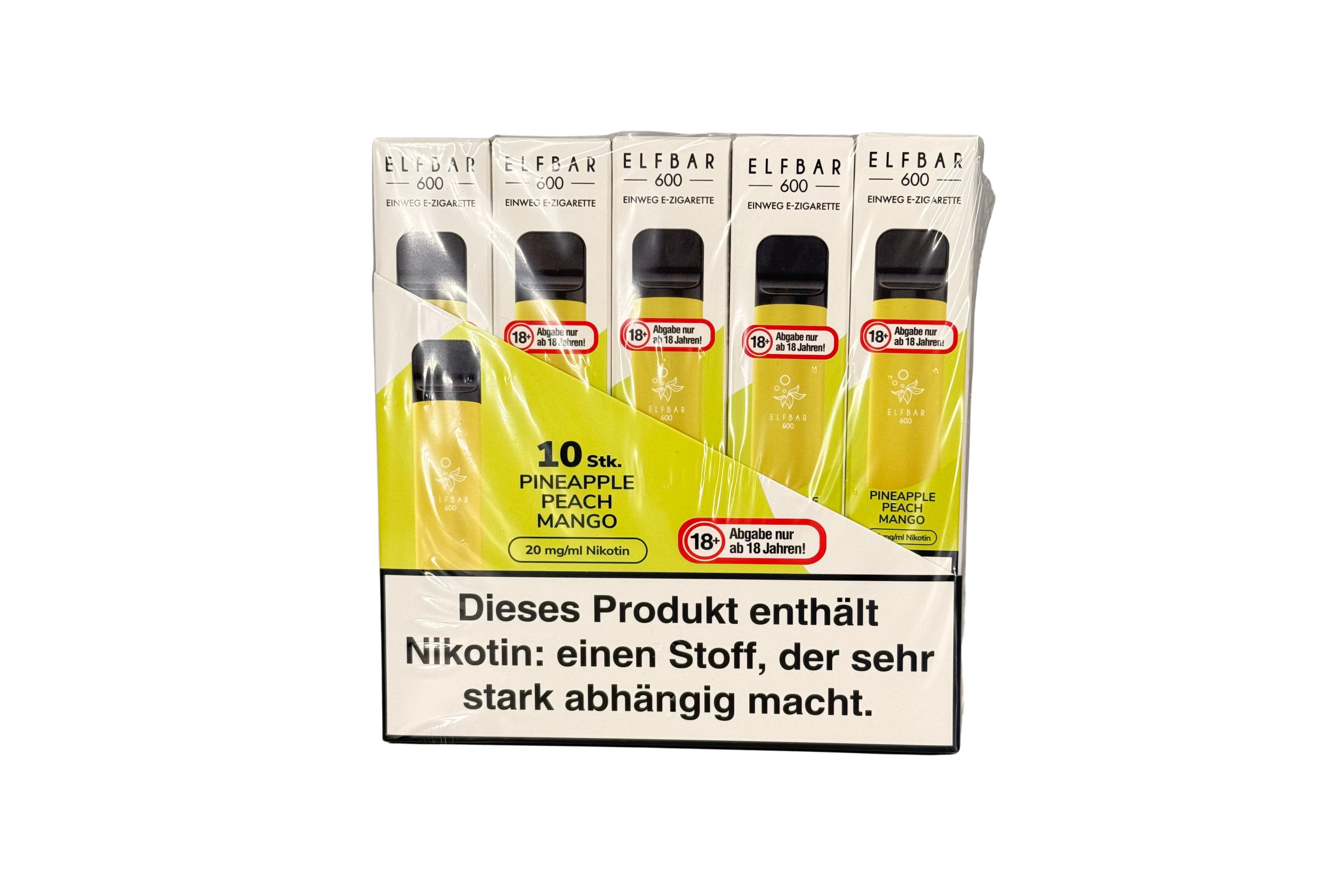 Elf Bar 600 Einweg e-Zigarette, Pineapple Peach Mango / Ananas Pfirsisch Mango, VPE: 1 Stk. / Box - 20mg/ml Nikotingehalt