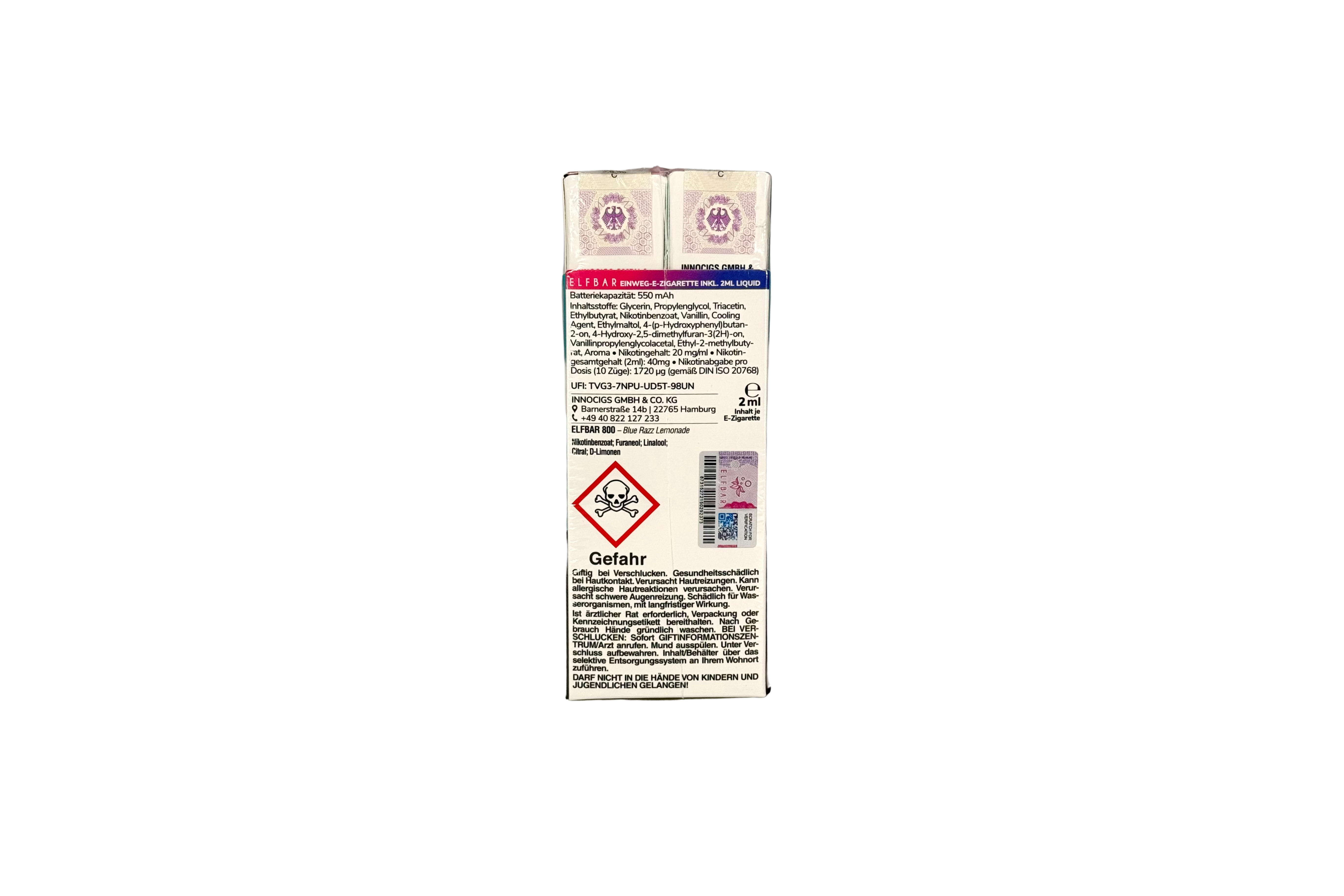 Elfbar 800 Einweg E-Zigarette - Blue Razz Lemonade 20mg/ml, VKE: 10 Stück