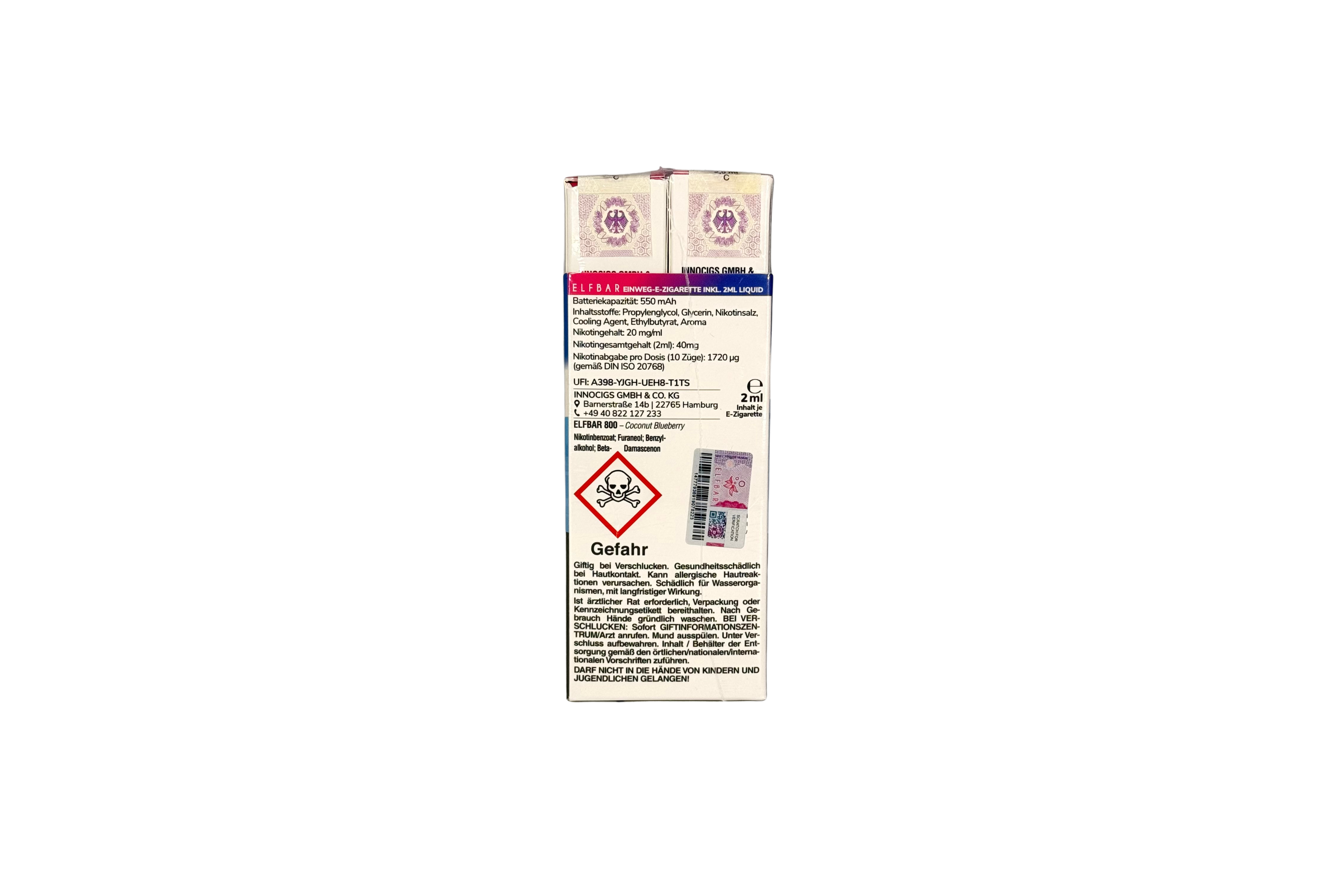 Elfbar 800 Einweg E-Zigarette - Coconut Blueberry 20mg/ml, VKE: 10 Stück