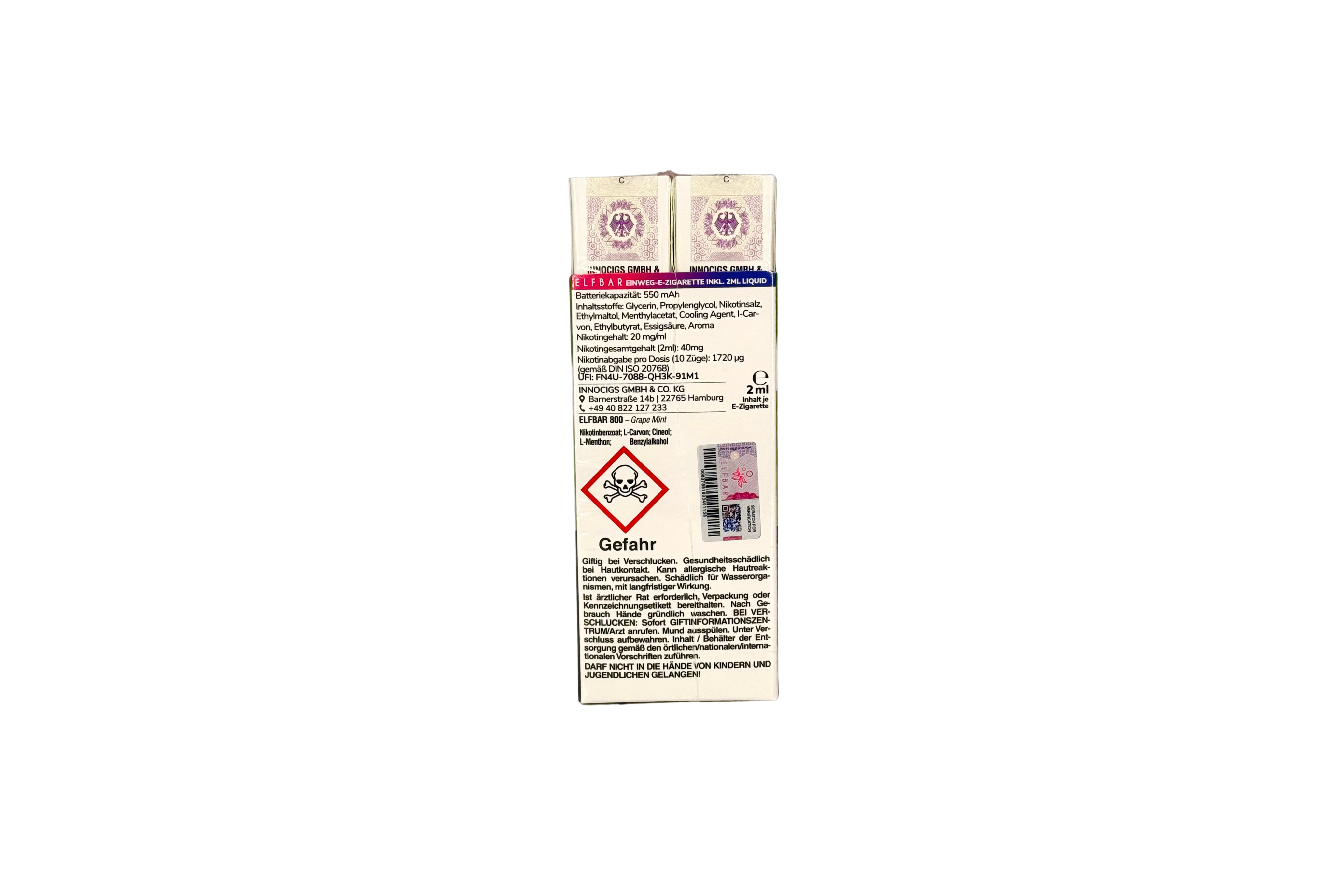 Elfbar 800 Einweg E-Zigarette - Grape Mint 20mg/ml, VKE: 10 Stück