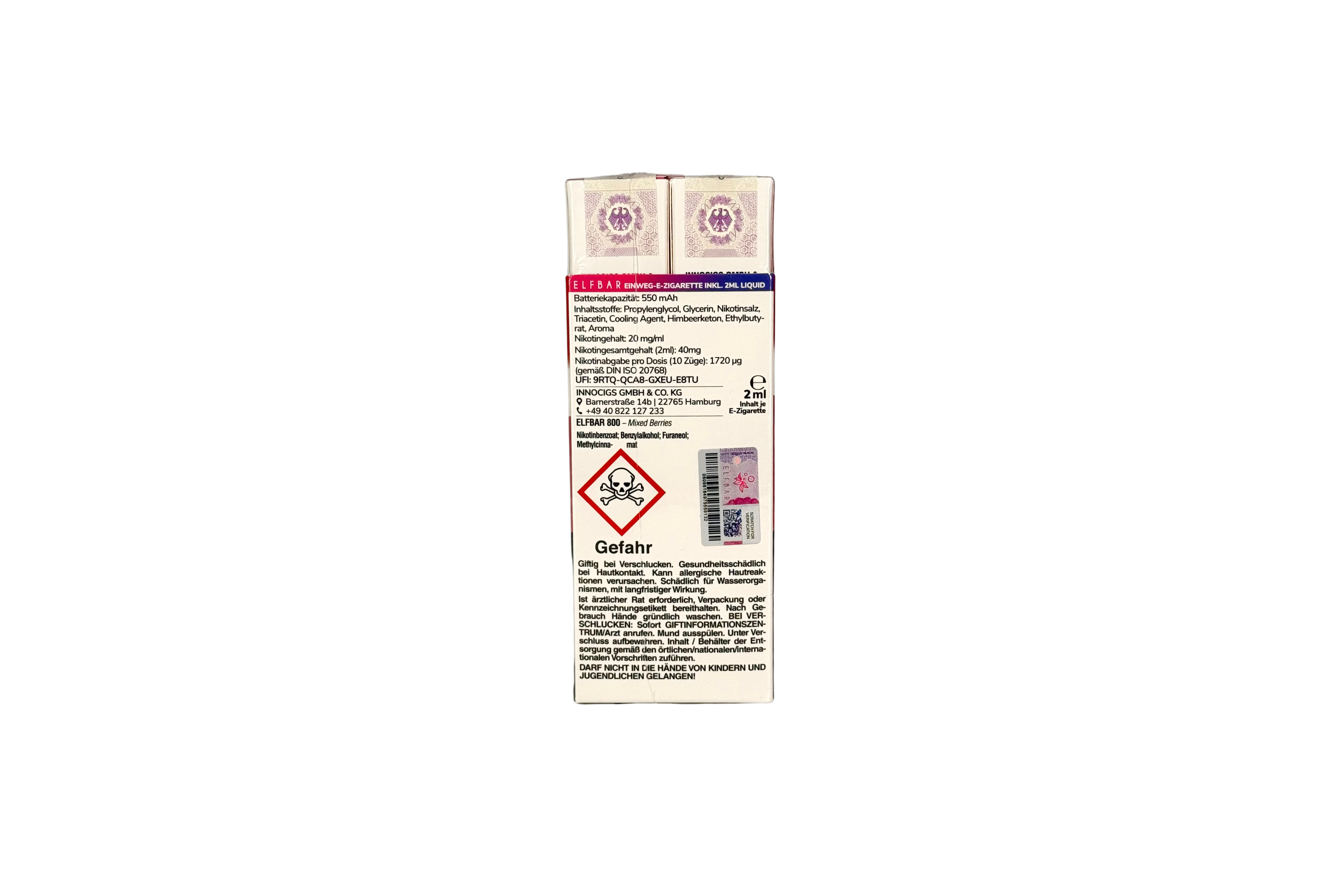 Elfbar 800 Einweg E-Zigarette - Mixed Berries 20mg/ml, VKE: 10 Stück