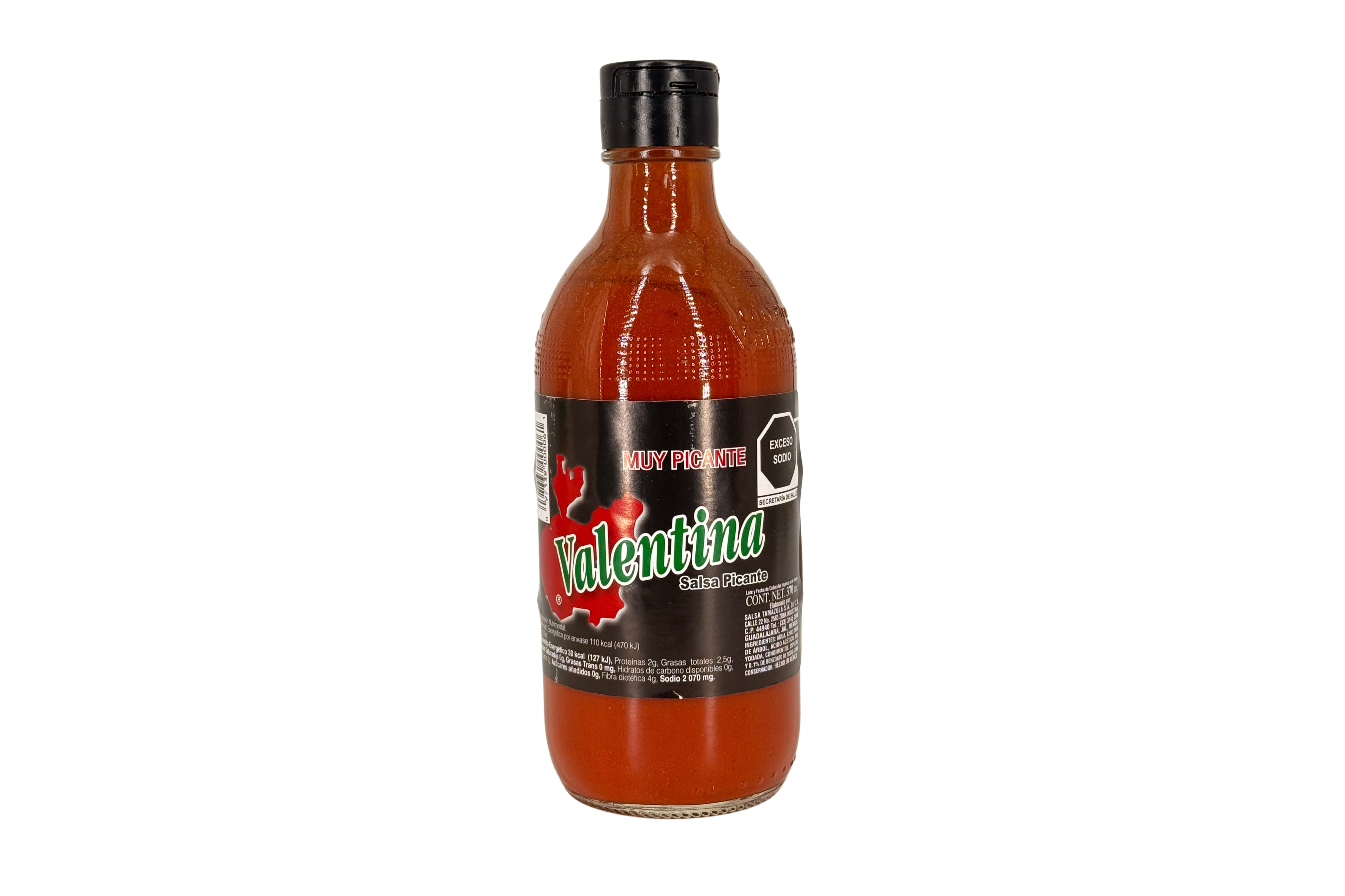 Valentina Salsa Picante Negra, Extra Scharfe mexikanische Chili-Soße, VPE: 370ml, VKE: 24x370ml