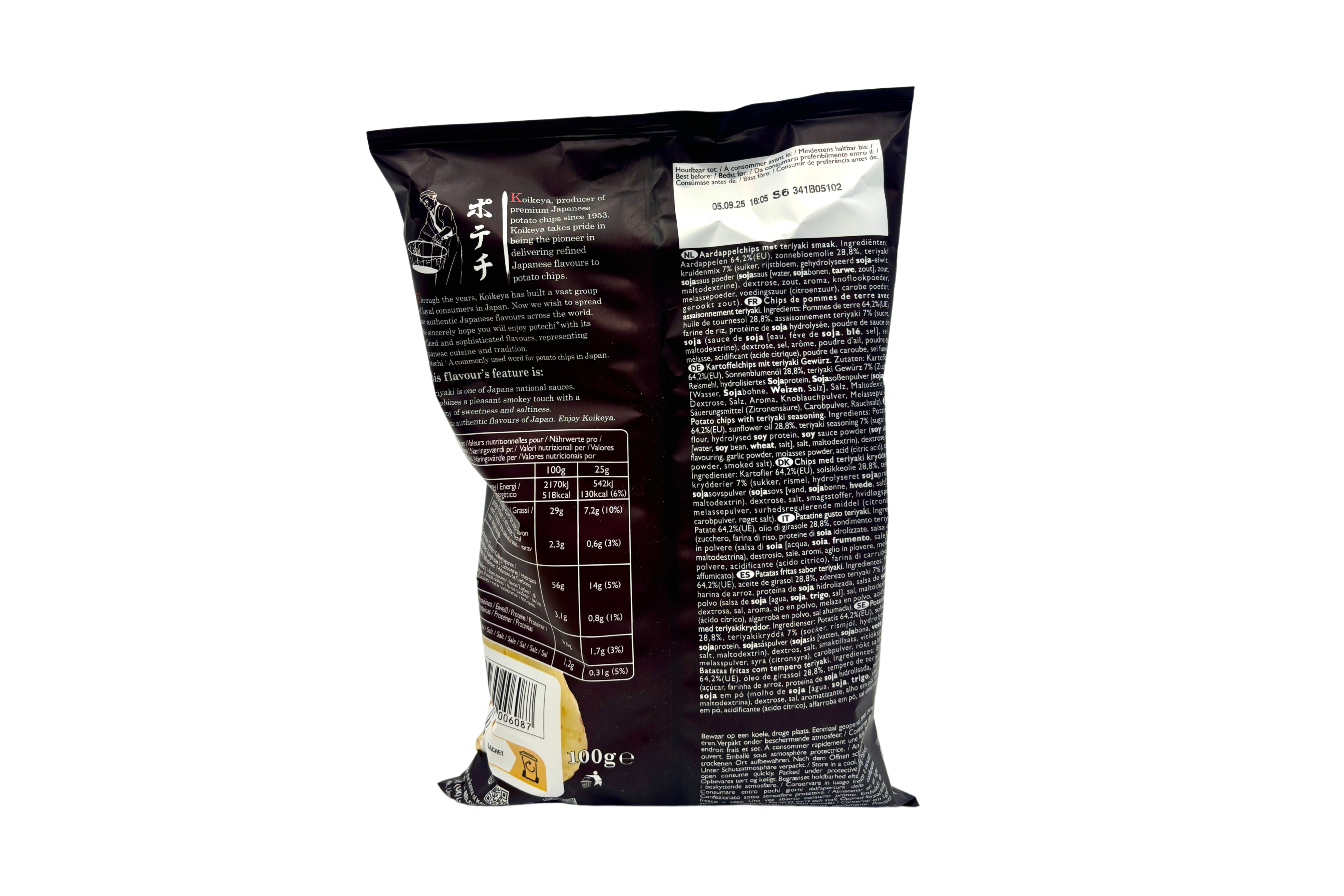 Koike-Ya Kartoffelchips mit Teriyaki-Geschmack, VPE: 100g, VKE: 12x100g
