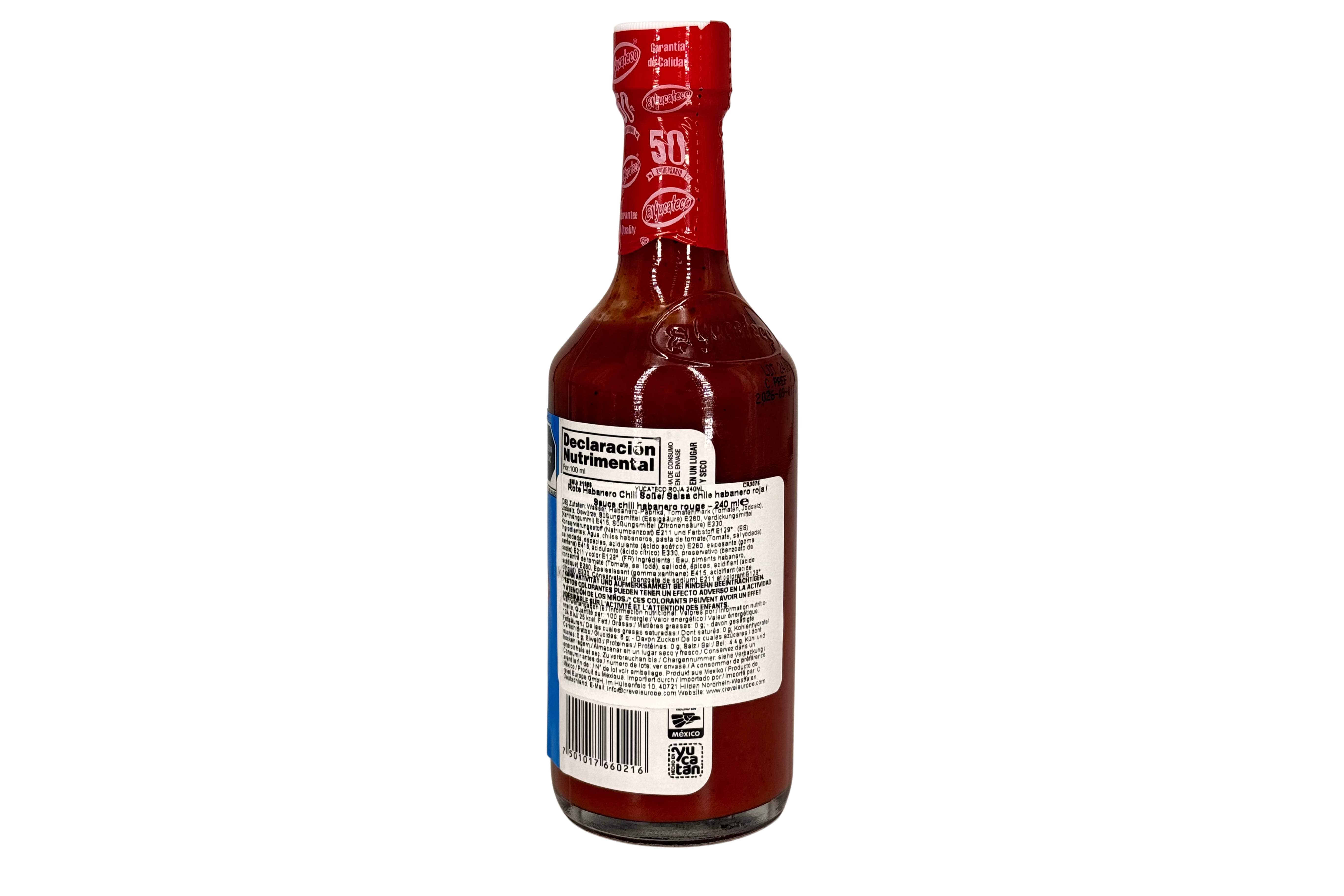 El Yucateco Salsa Picante Roja Habanero, Pikante Rote-Habanero-Chili-Soße, VPE: 240ml