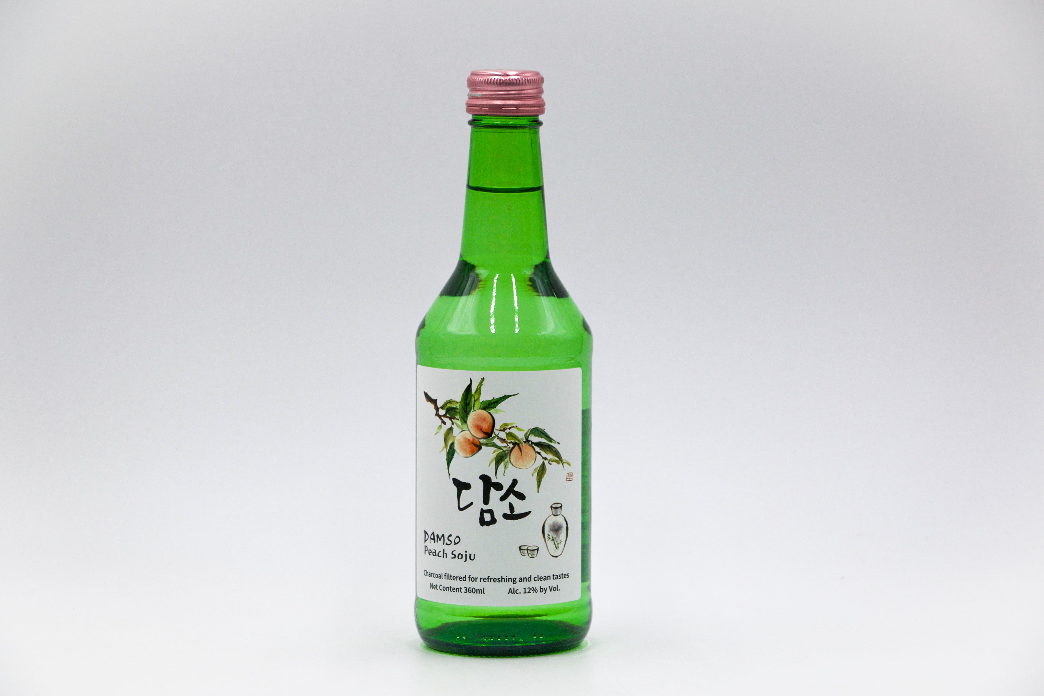 Damso Peach Soju 12 % Alc., Soju mit Pfirsichgeschmack, VPE: 20x360ml