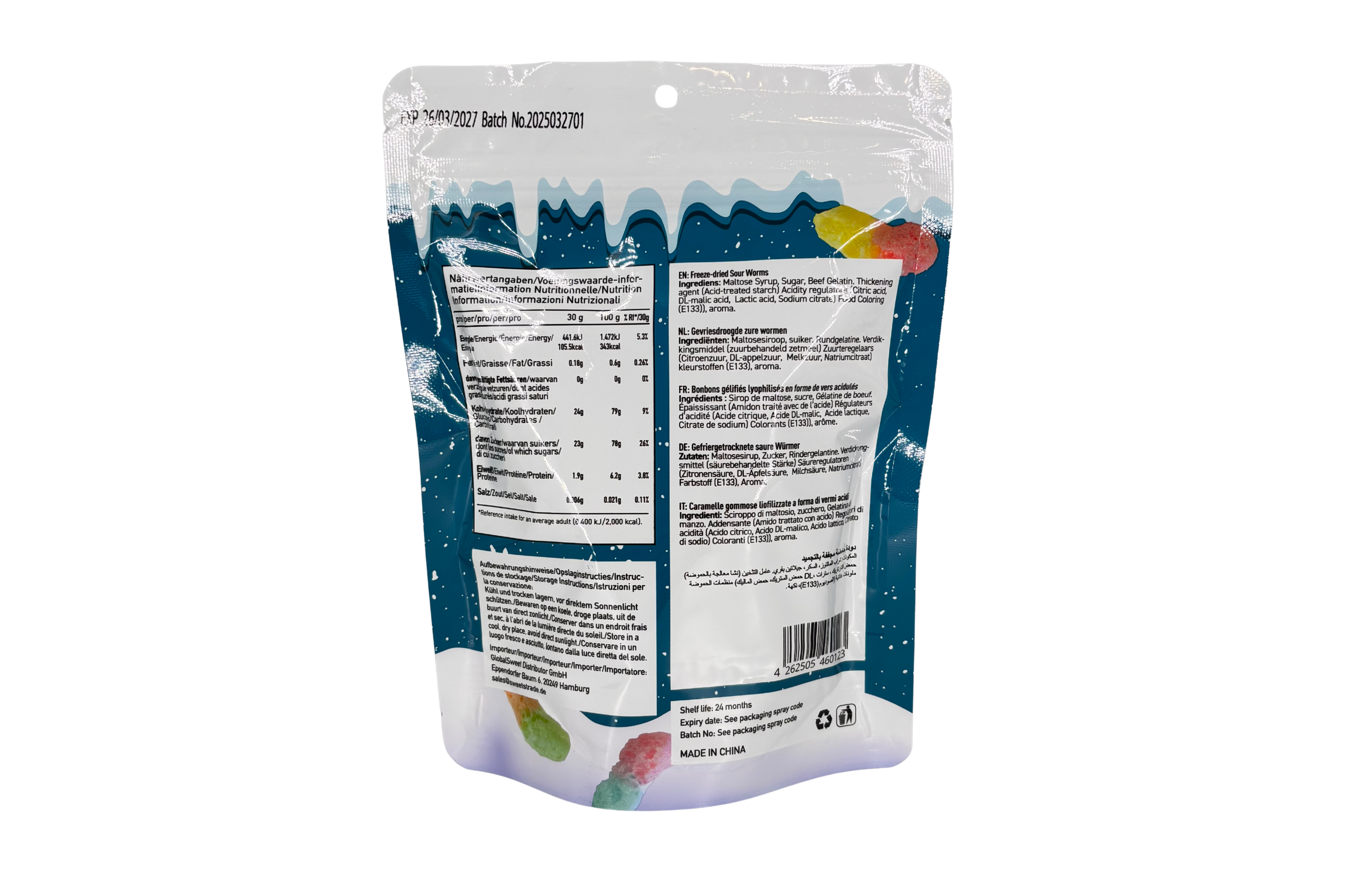 Chaos Candy Freeze Dried Crunchy Worms, VPE: 50g, VKE: 24x50g