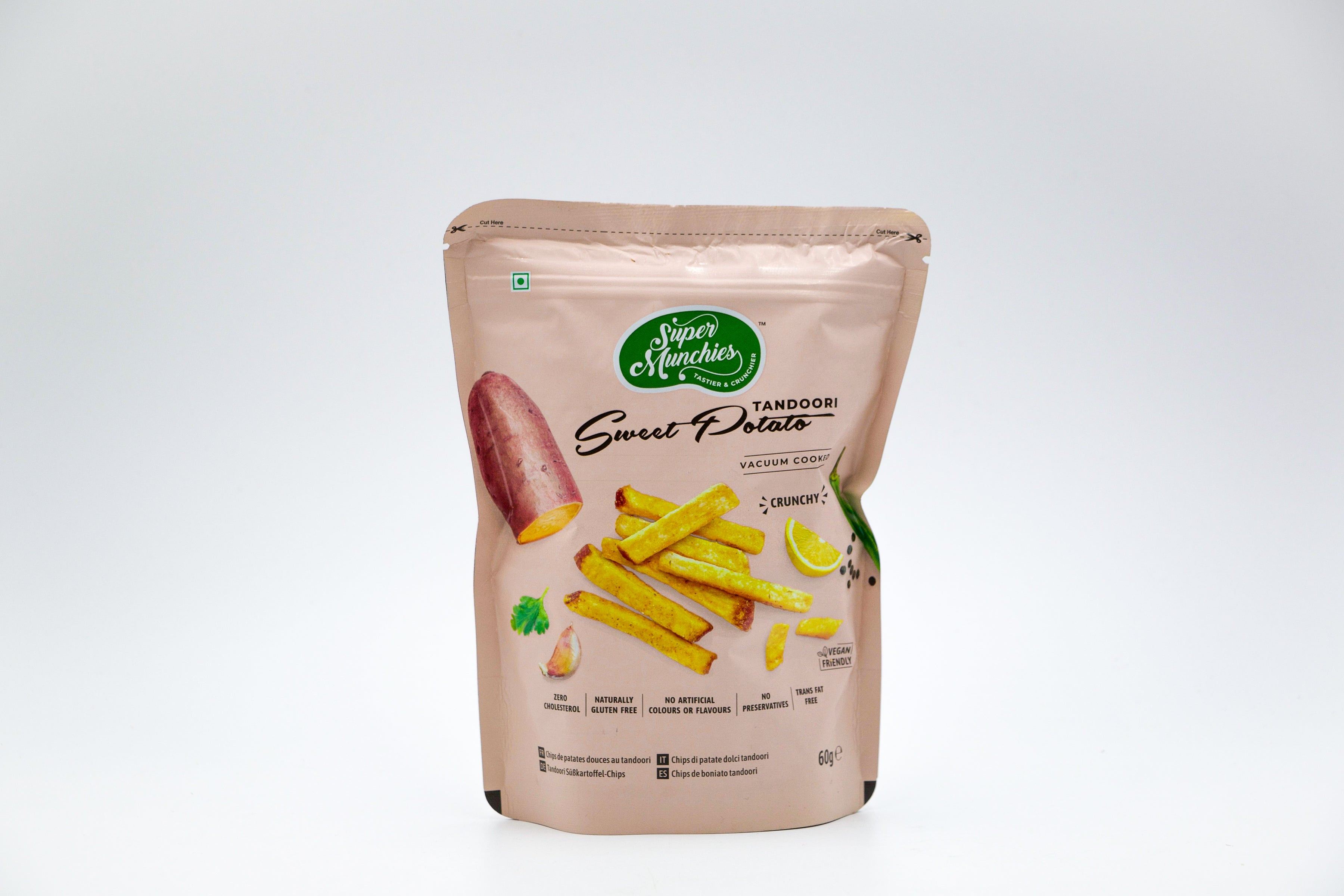 Super Munchies- Süsskartoffelchips mit Tandoori Gewürz, VPE: 1x60g