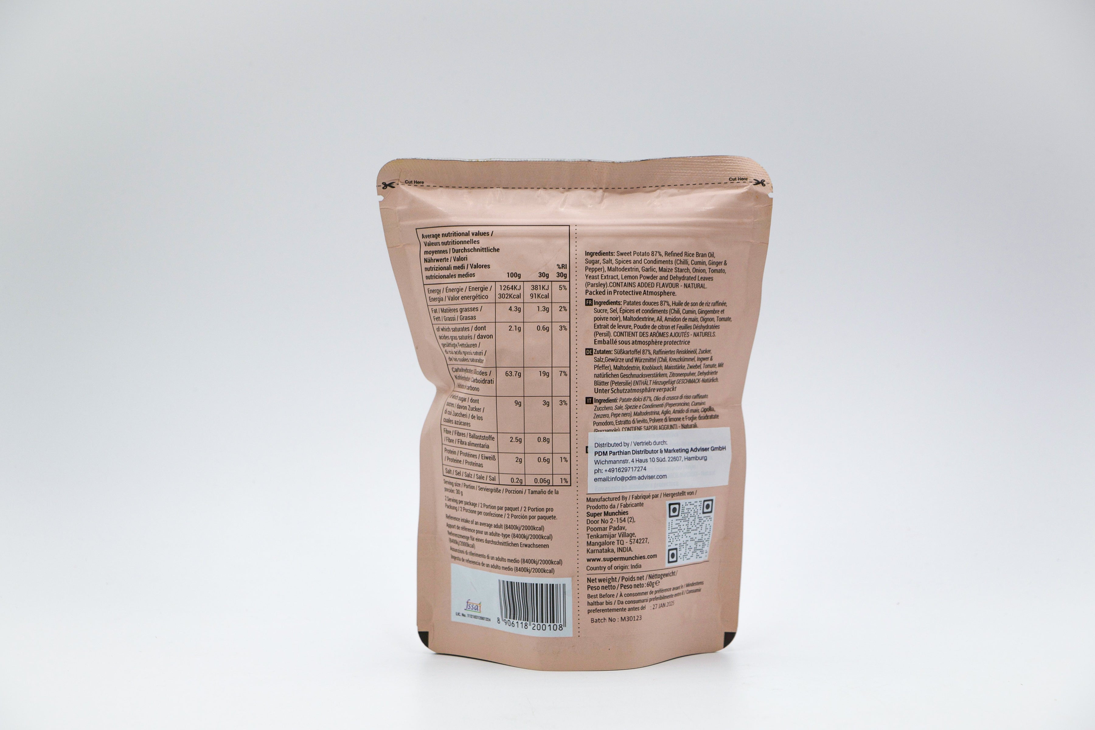 Super Munchies- Süsskartoffelchips mit Tandoori Gewürz, VPE: 1x60g