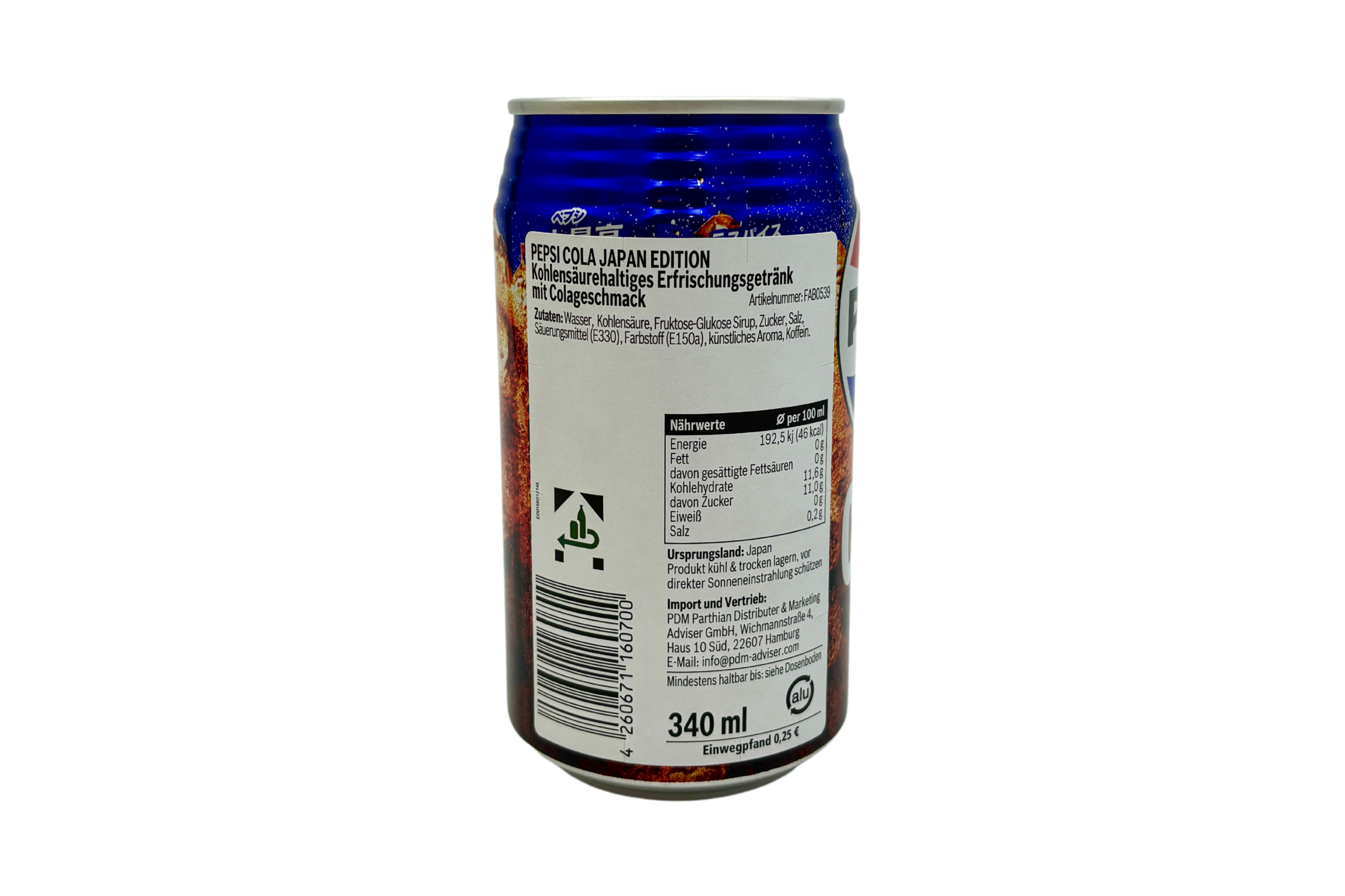 Pepsi Cola Japan, VPE: 340ml, VKE: 24x340ml