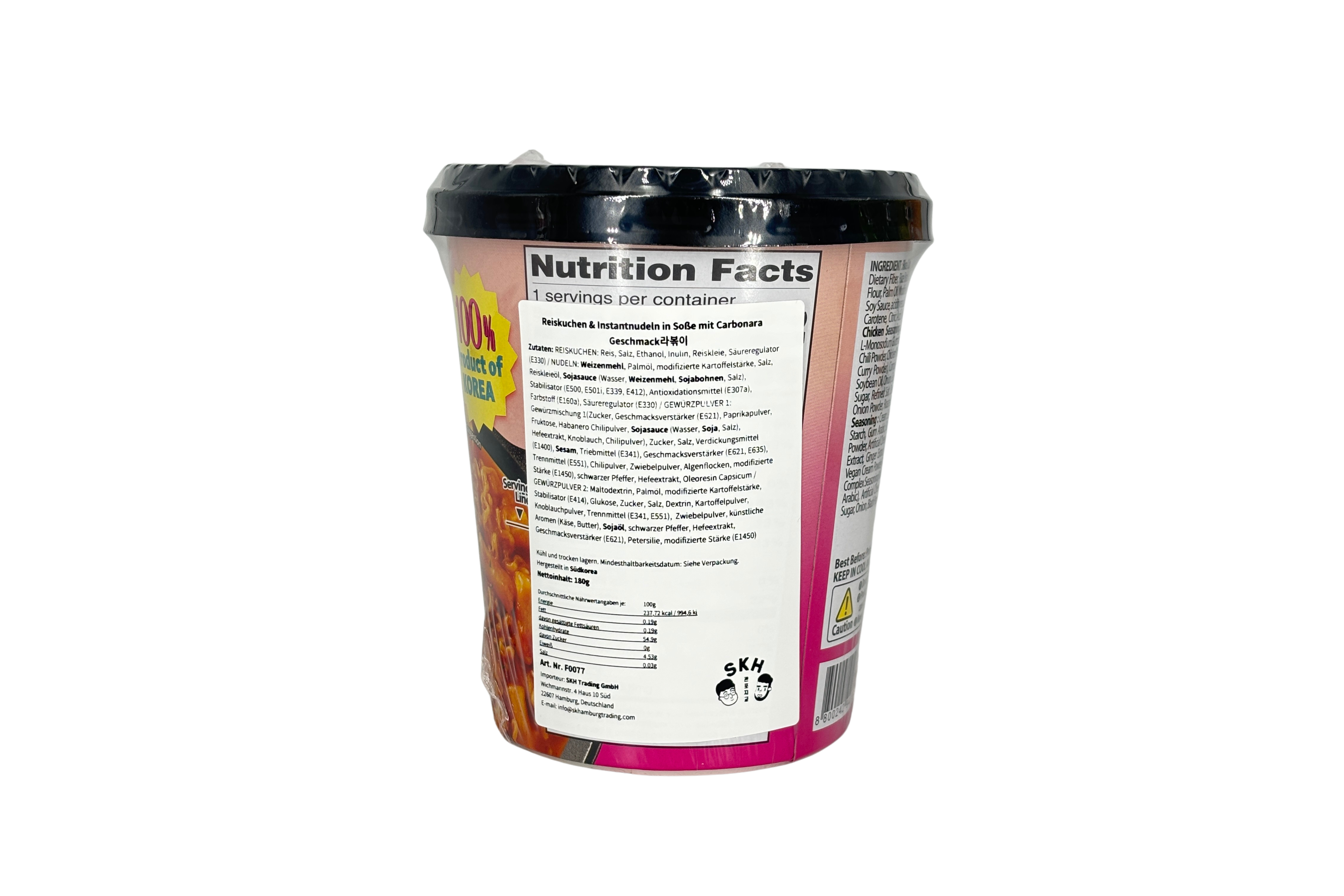 Delief Carbonara Hot Chicken Flavor Rabokki, VPE: 180g, VKE: 24x180g