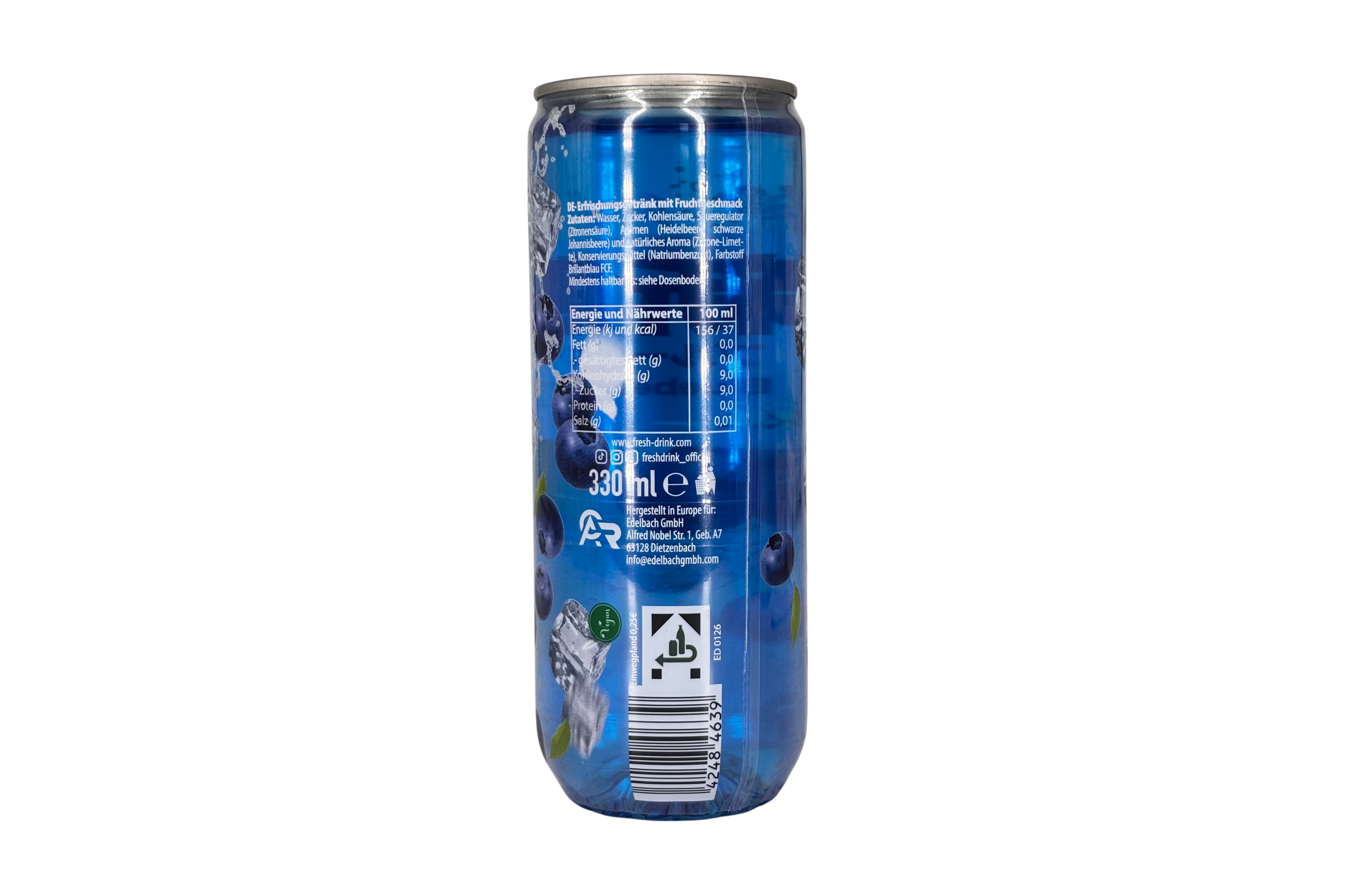 Fresh Drink Blueberry Ice Asia Style, VPE: 330ml, VKE: 24x330ml