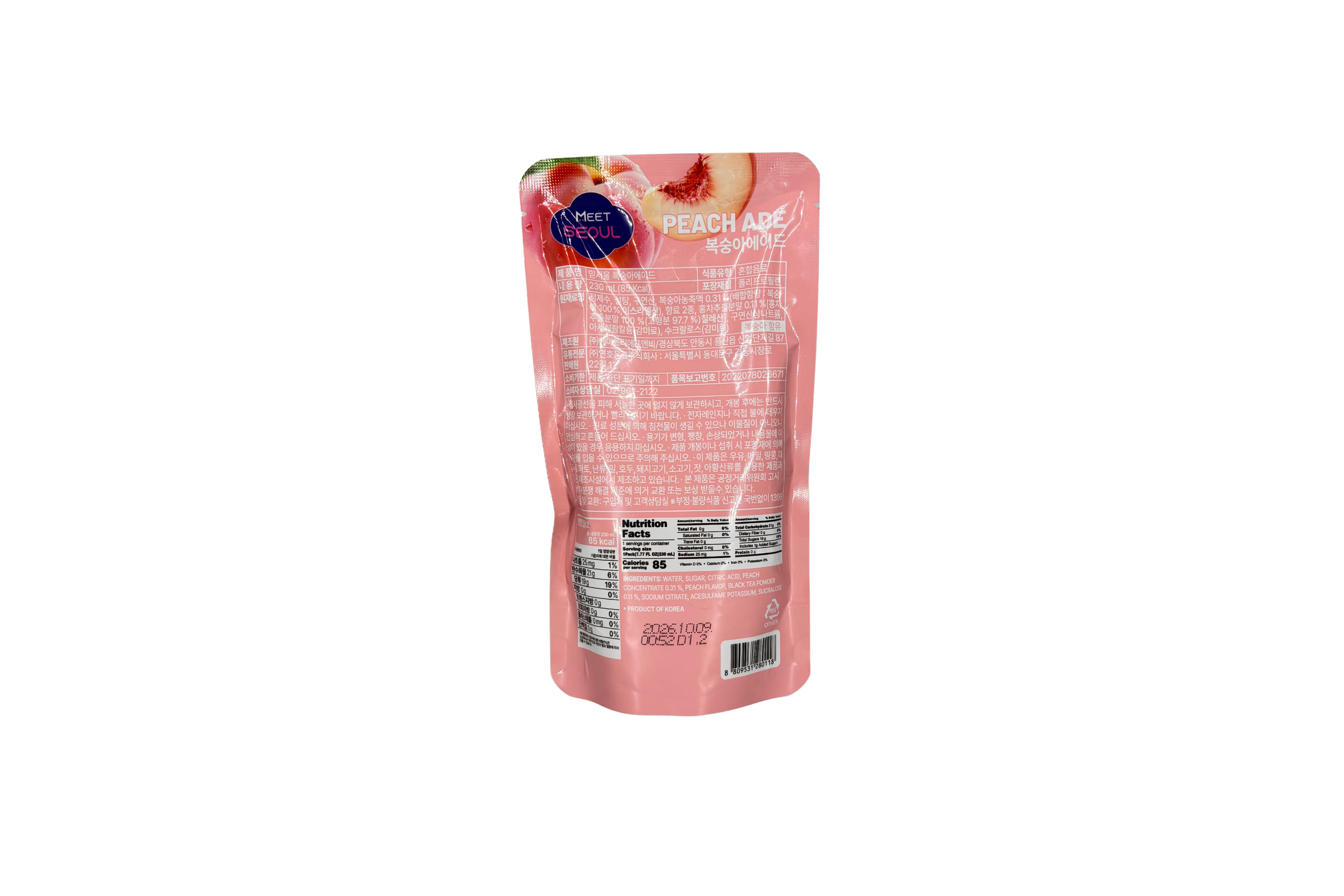 Meet Seoul Peach Ade, VPE: 230ml, VKE: 10x230ml
