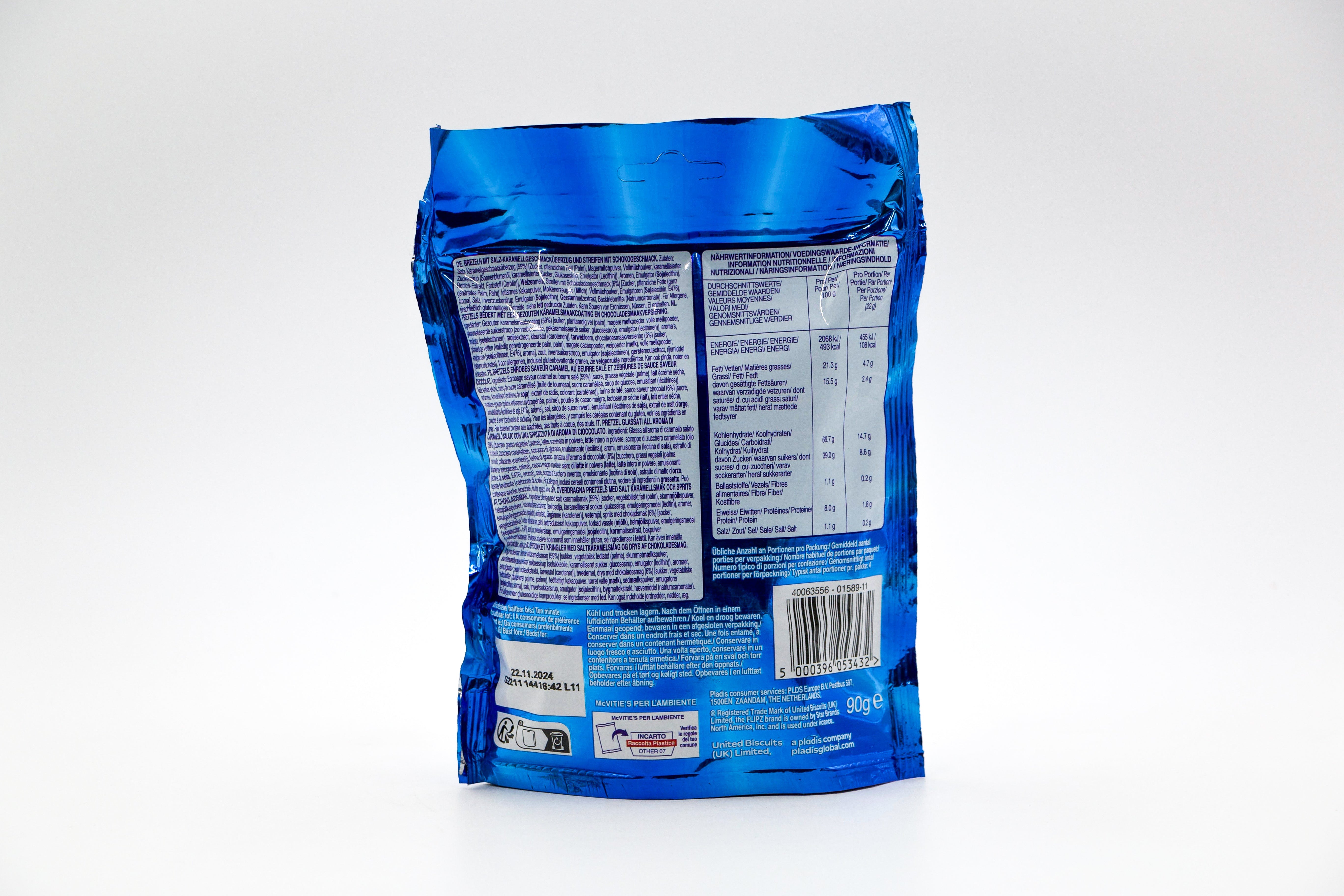 MCVITIE'S Flipz Salted Caramel, VPE: 90g Beutel, VKE: 6x90g