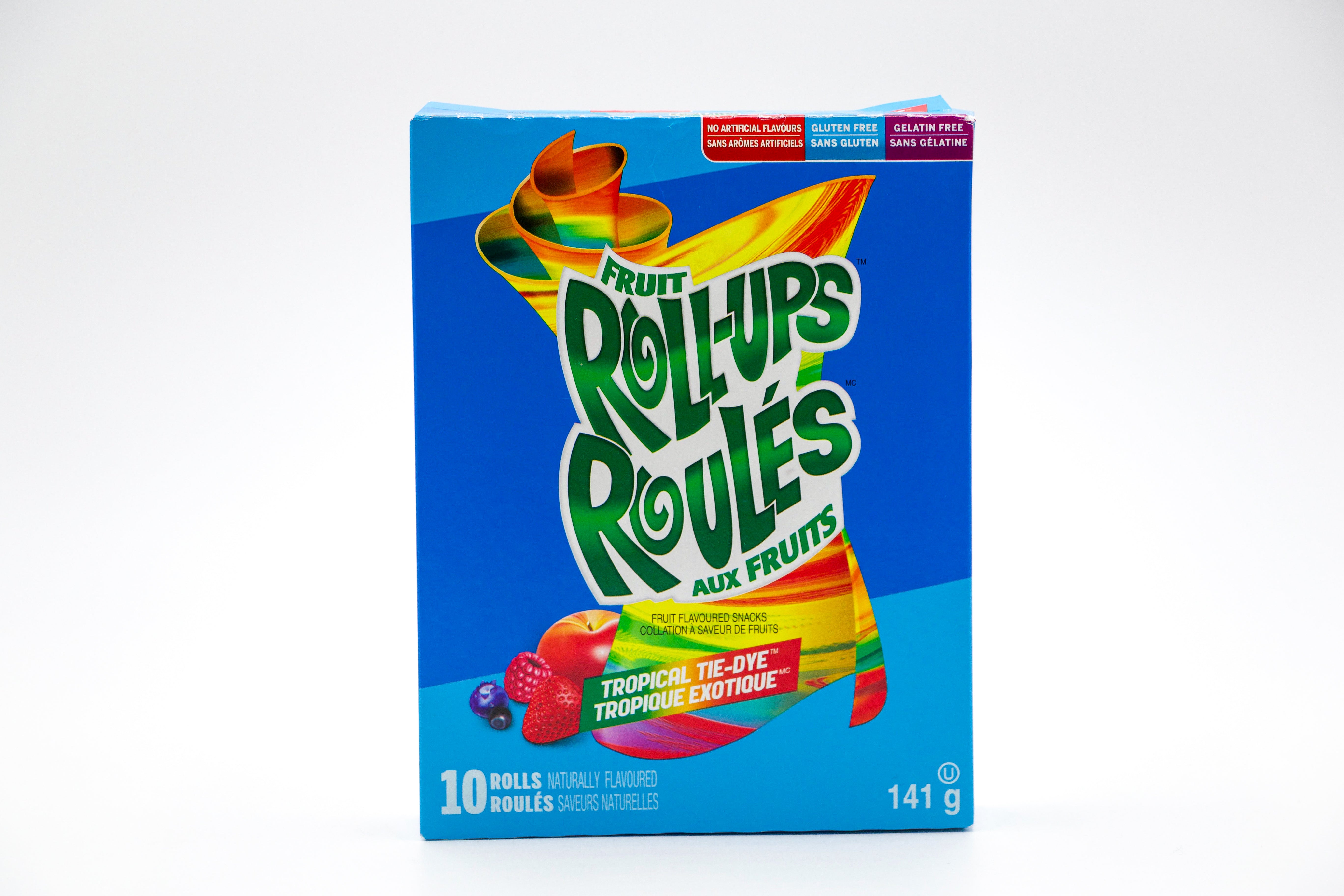 Betty Crocker Fruit Roll-Ups Tropical Tie-Dye 10-Pack, VPE: 10x14g Stück, VKE: 10x141g