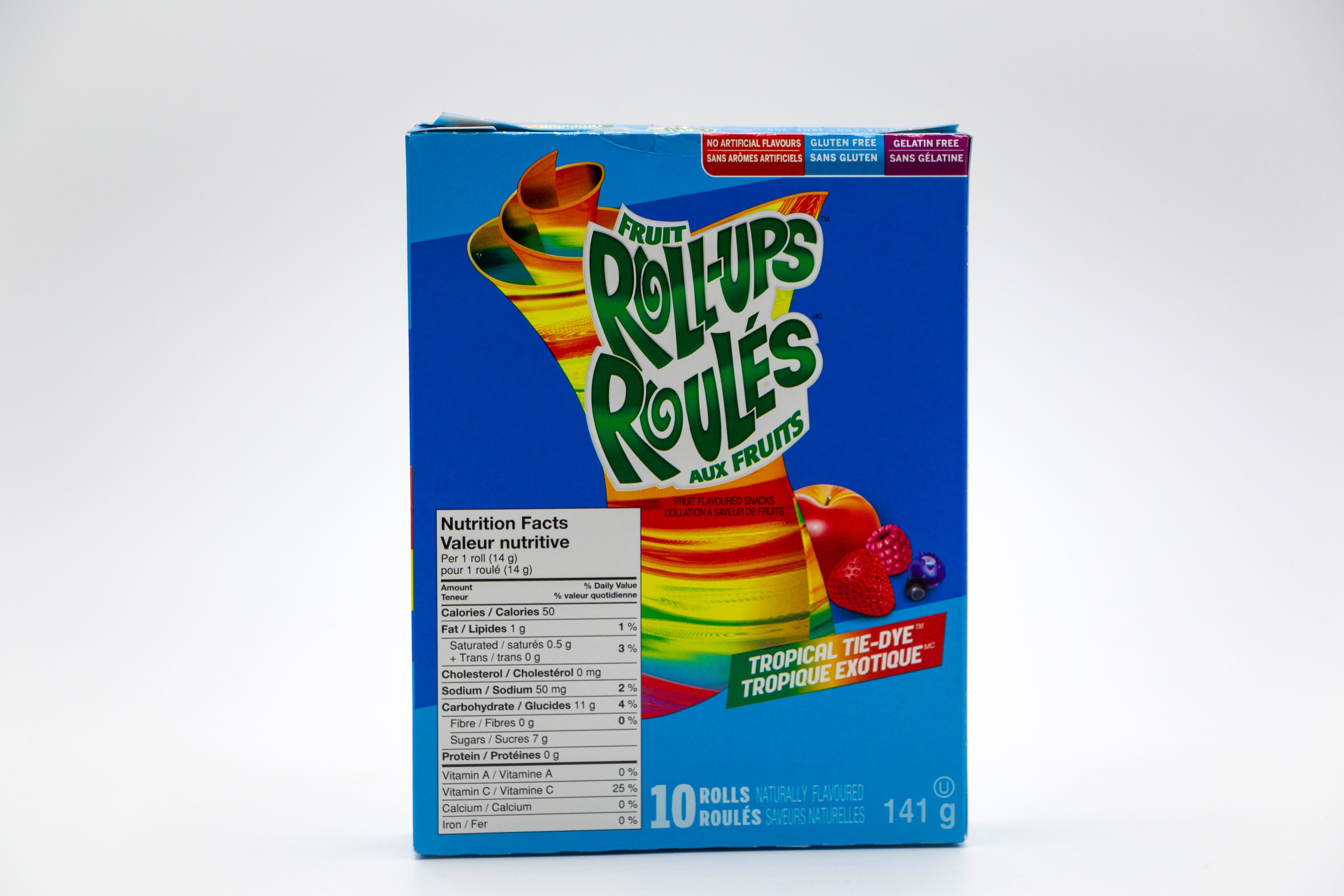 Betty Crocker Fruit Roll-Ups Tropical Tie-Dye 10-Pack, VPE: 10x14g Stück, VKE: 10x141g