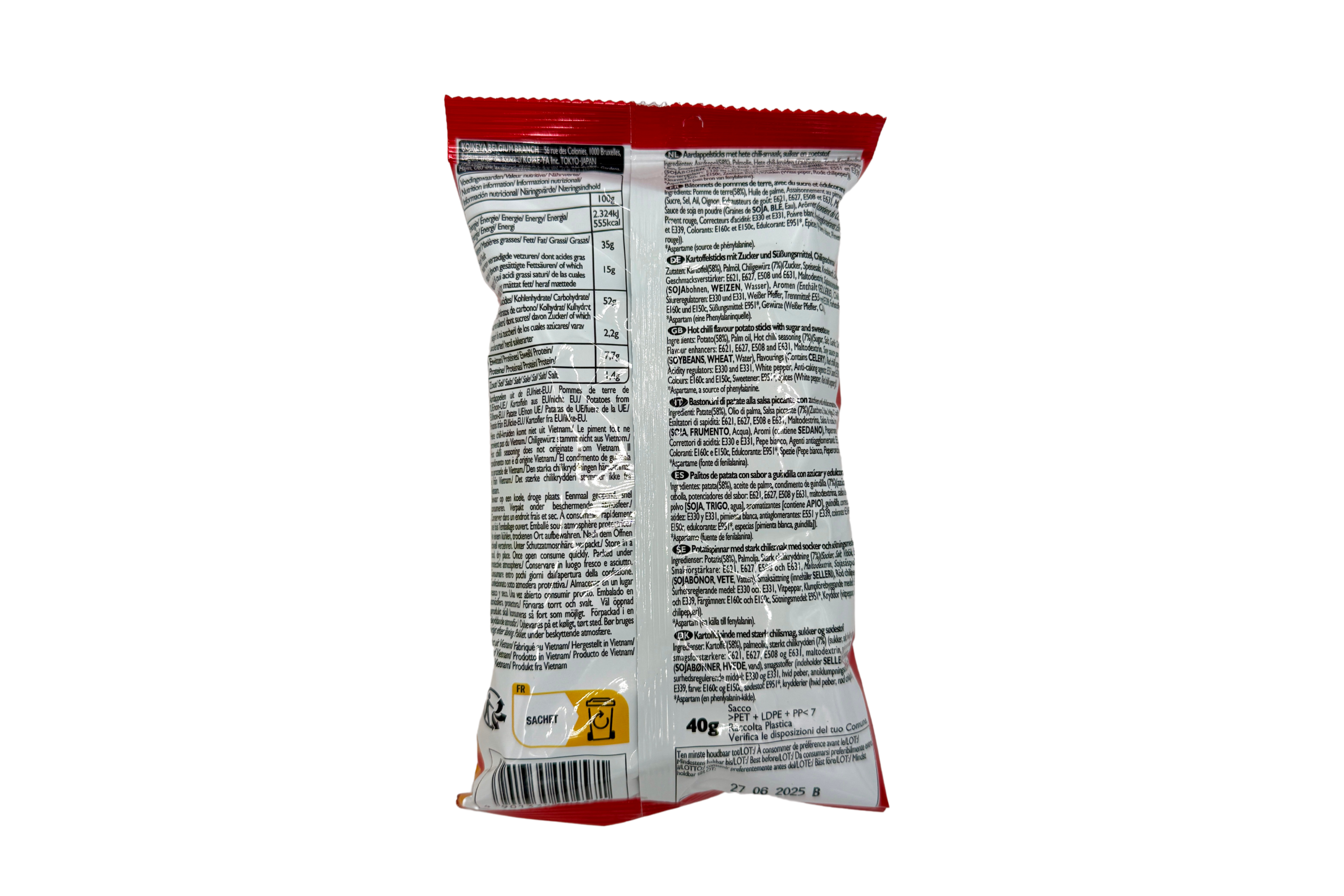 Koike-Ya Karamucho Kartoffelsticks mit Hot Chilli Geschmack, VPE: 40g, VKE: 18x40g