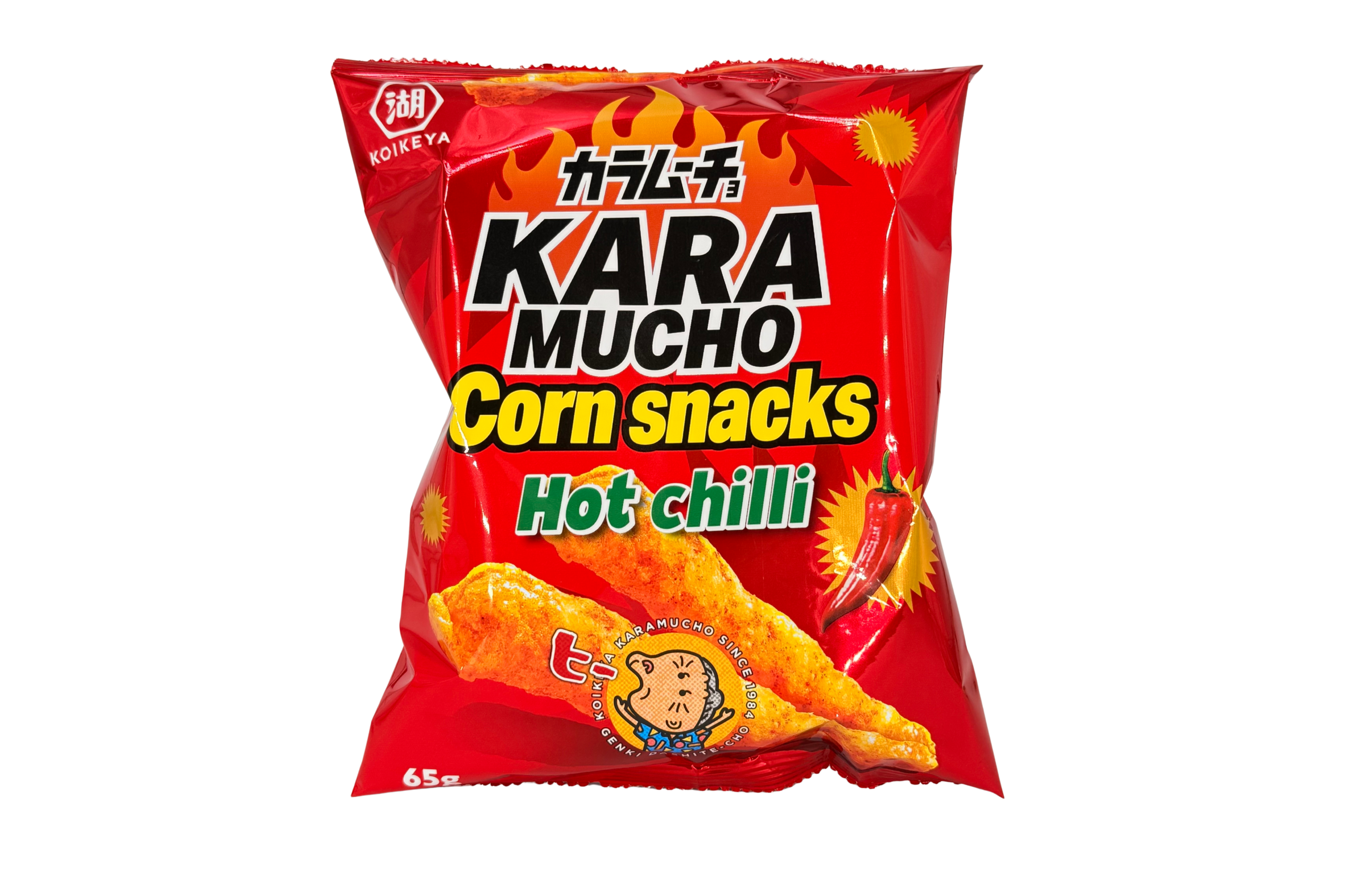 Koike-Ya Karamucho Maischips mit Hot Chilli Geschmack, VPE: 65g, VKE: 12x65g