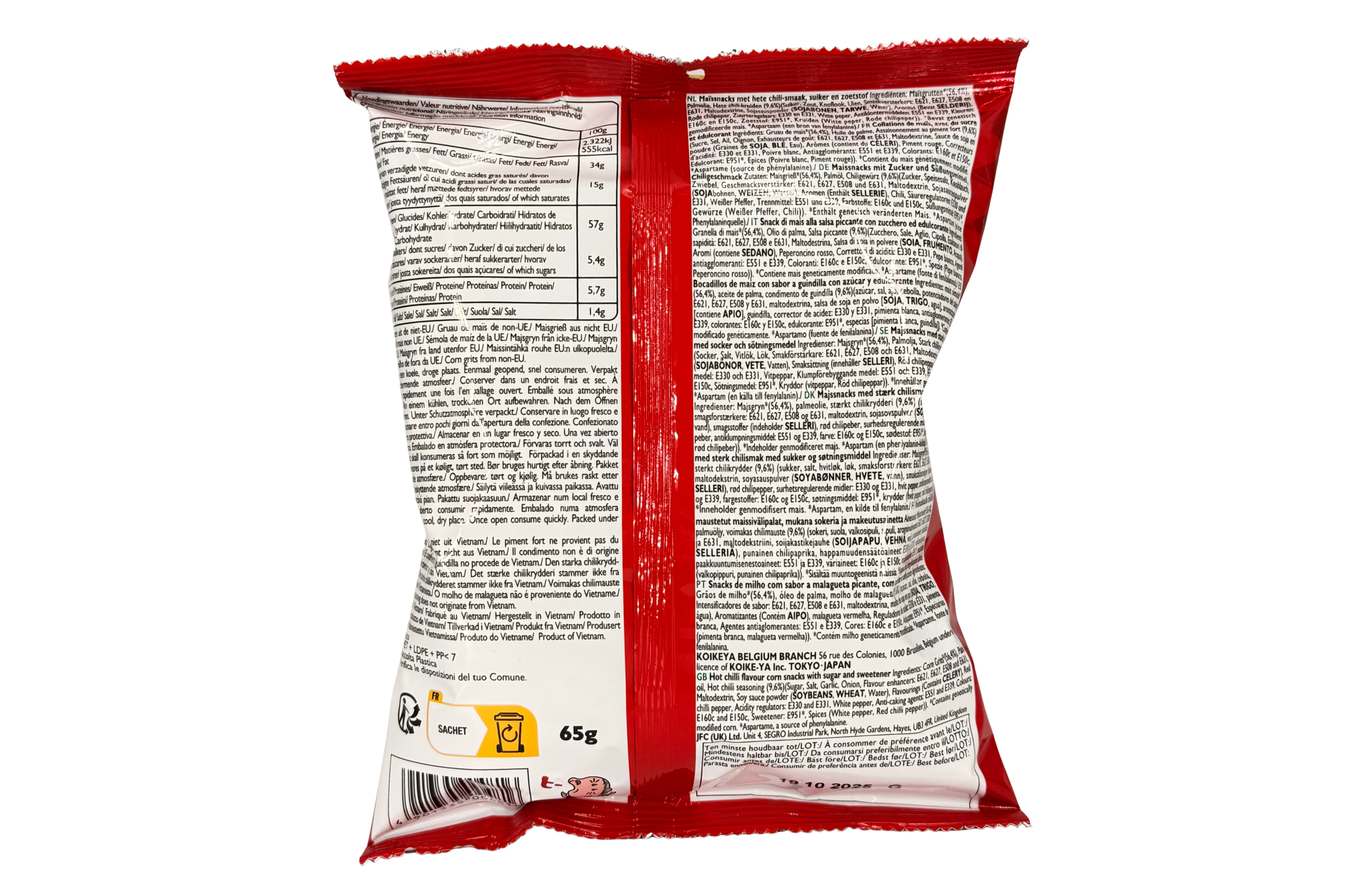 Koike-Ya Karamucho Maischips mit Hot Chilli Geschmack, VPE: 65g, VKE: 12x65g