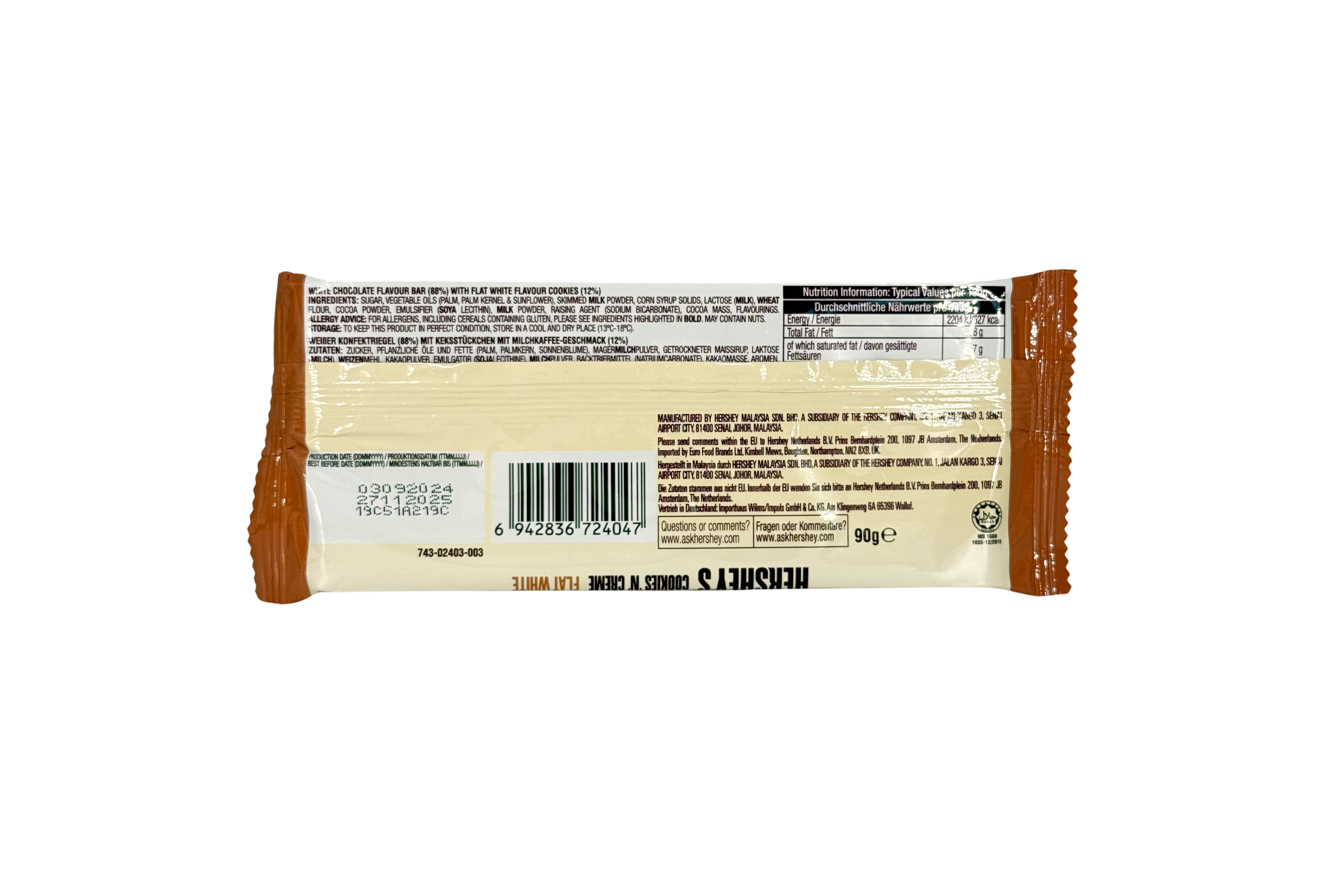 Hershey Cookies ´N´ Creme Flat White Flavour, VPE: 90g,VKE: 24x90g