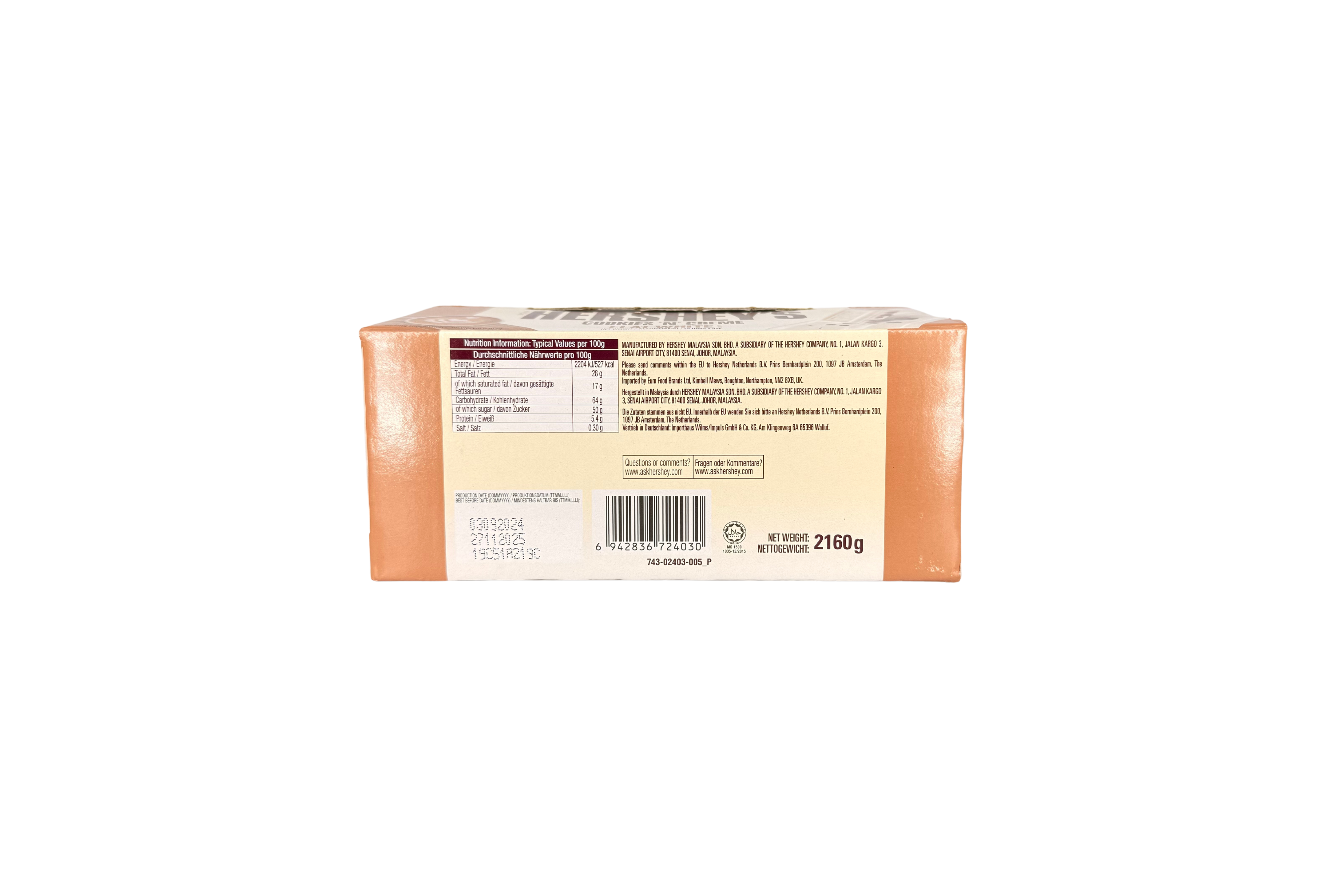 Hershey Cookies ´N´ Creme Flat White Flavour, VPE: 90g,VKE: 24x90g