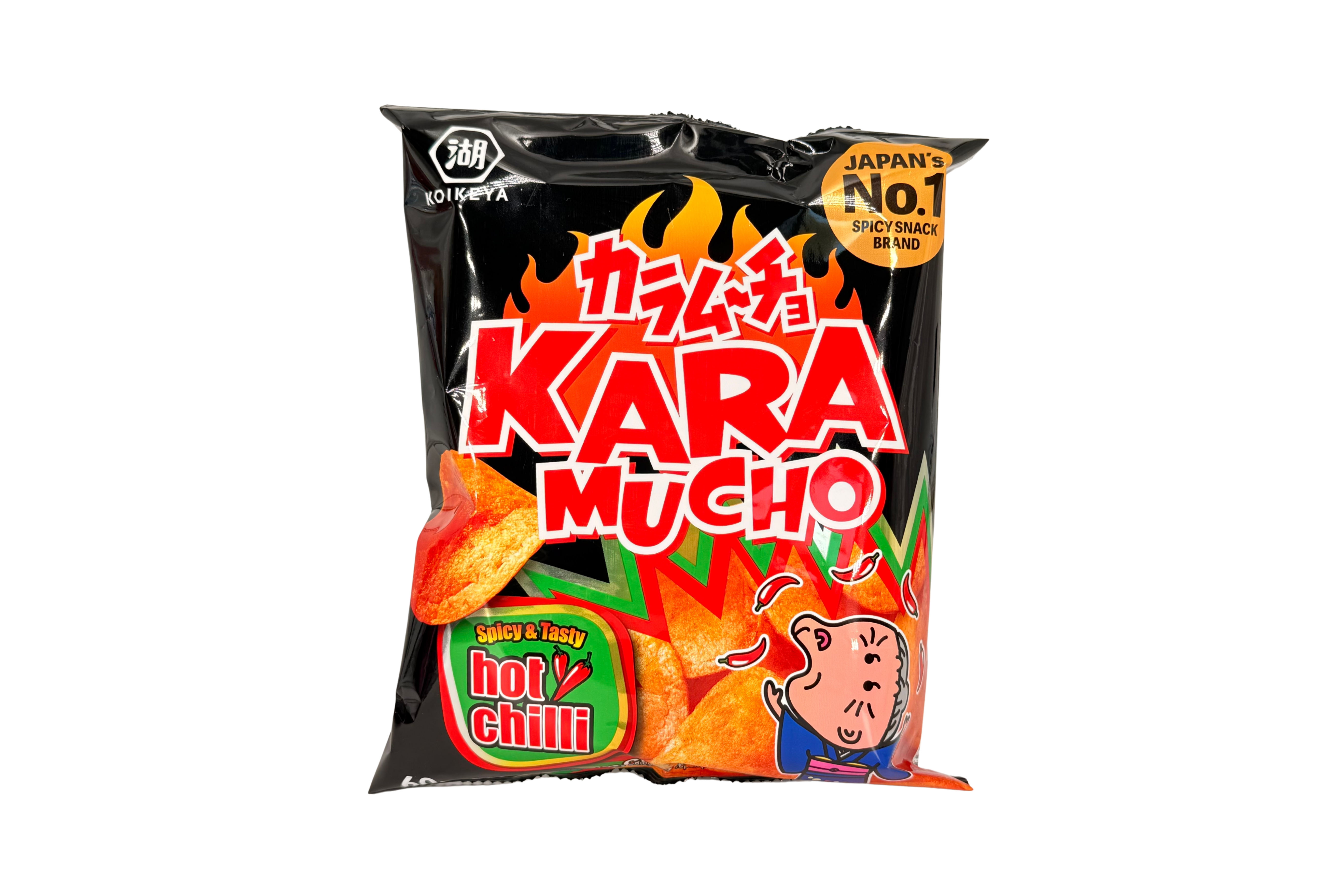 Koike-Ya Karamucho Flat Cut Potatochips Hot Chilli Flavor, VPE: 60g, VKE: 12x60g