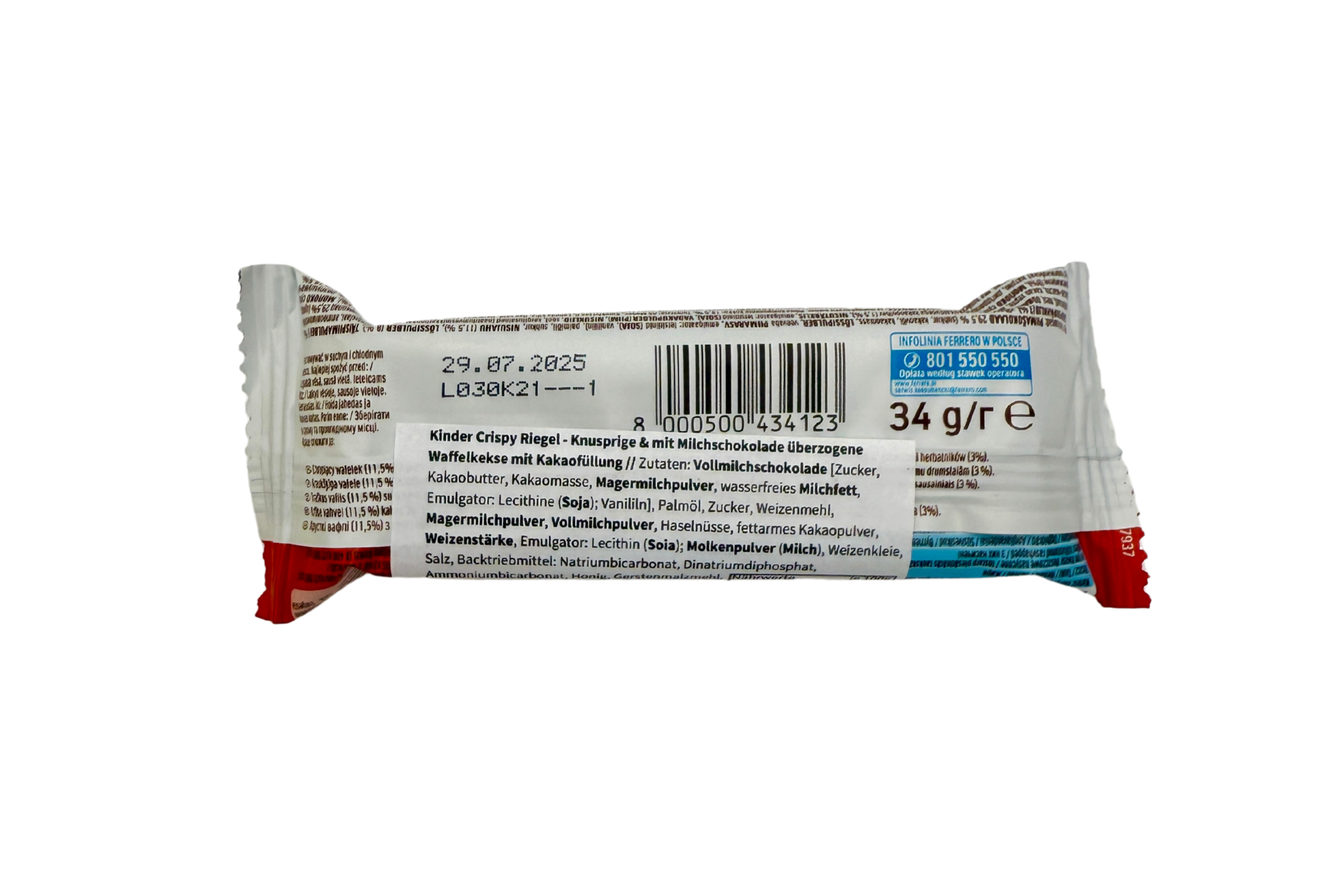 Kinder Crispy Riegel, VPE: 34g, VKE: 14x34g