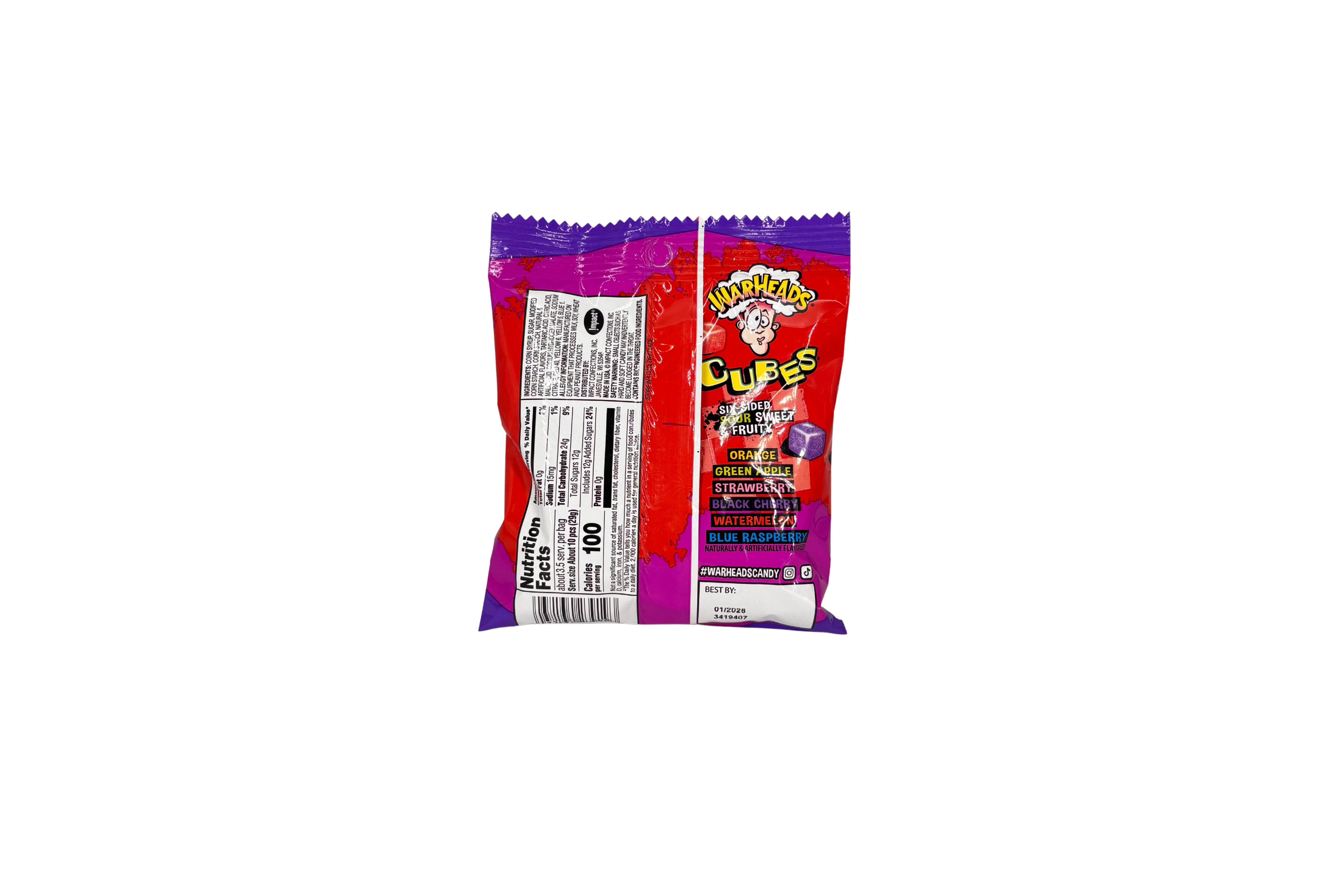 Warheads Chewy Cubes PET Beutel, VPE: 99g, VKE: 12x99g