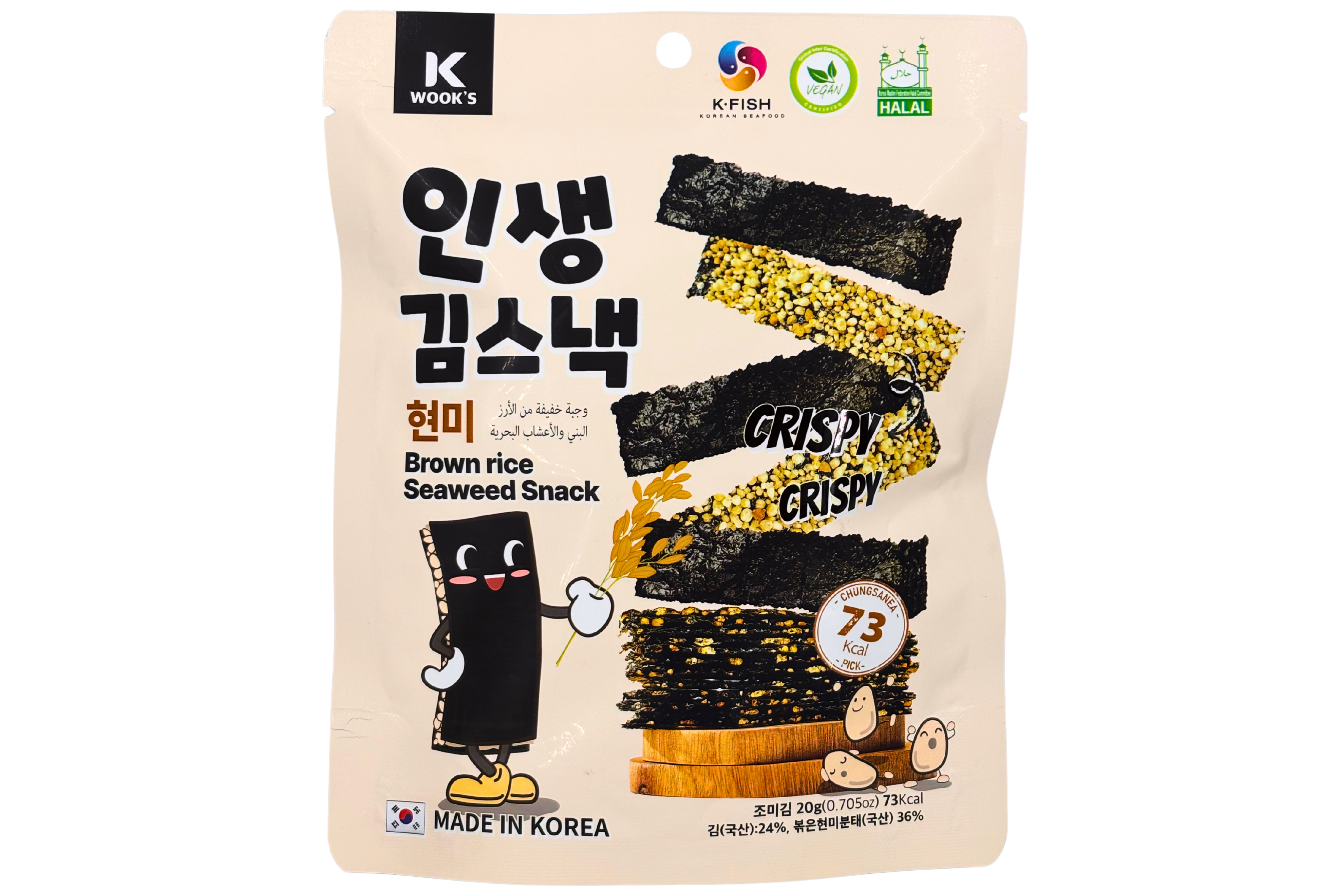 K Wook´s Brown Rice Seaweed Snack, VPE: 20g, VKE: 20x20g