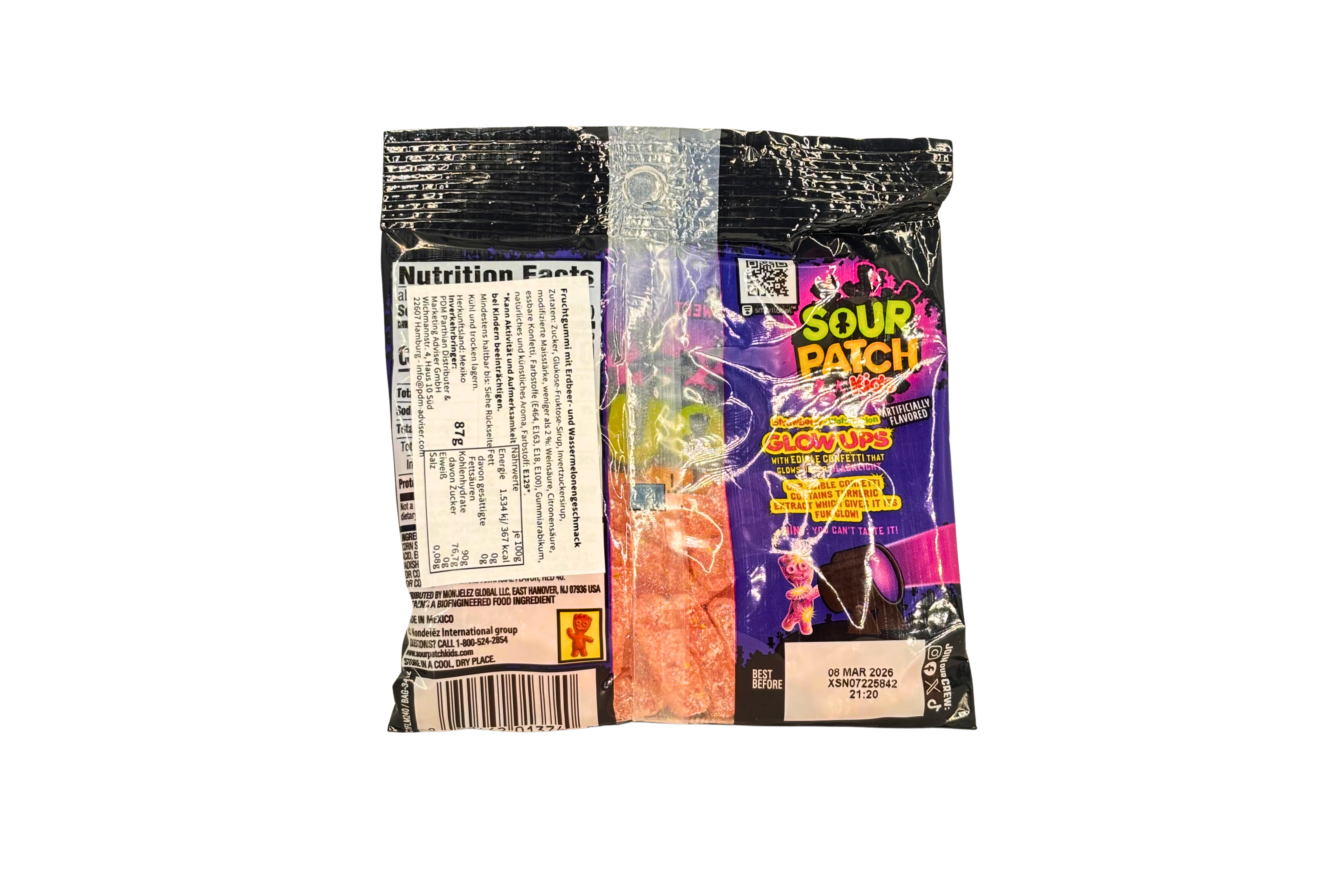 Sour Patch Kids Glowups Strawberry Watermelon Peg Bag, VPE: 87g, VKE: 12x87g