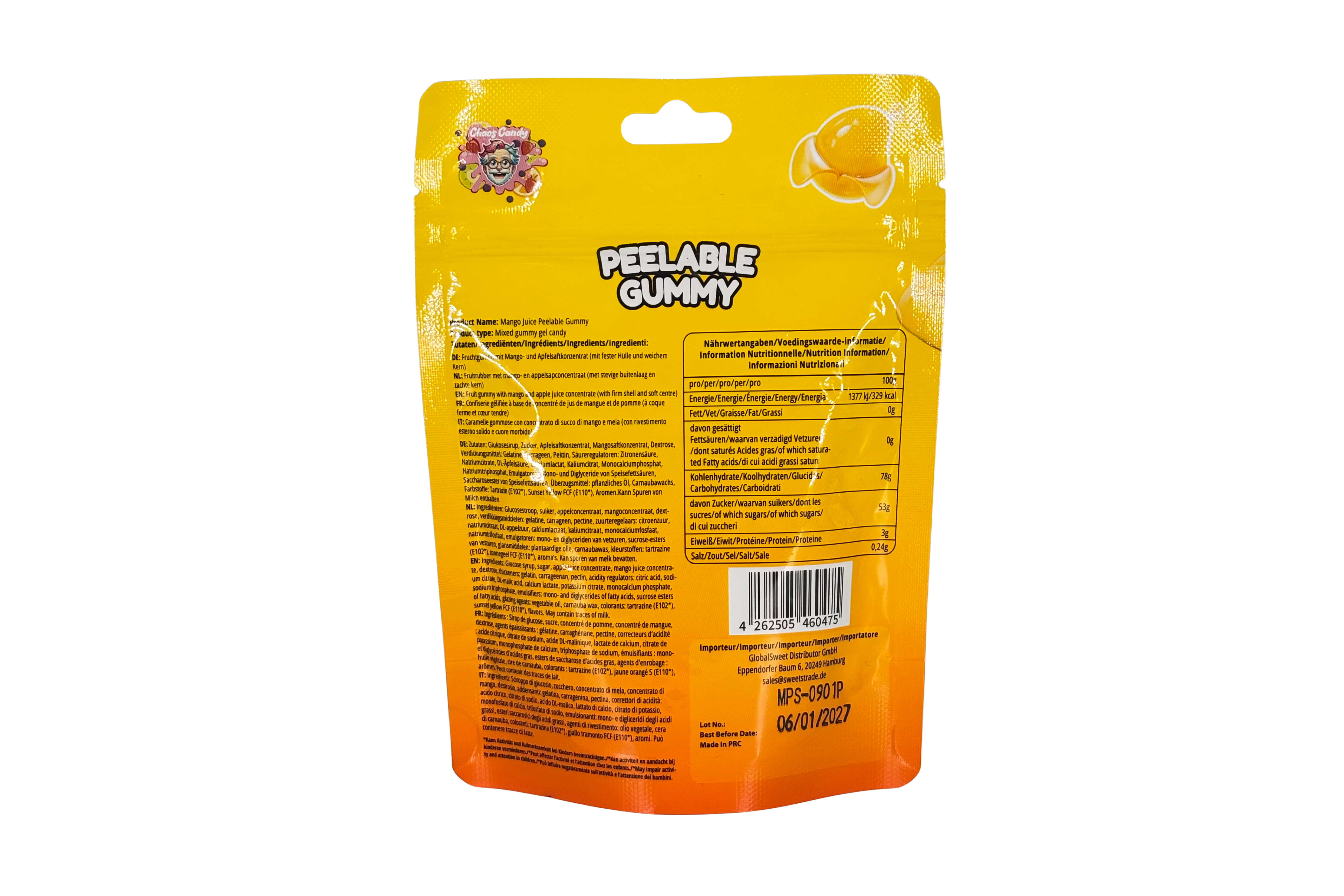 Chaos Candy Peelable Gummy Mango Juice, VPE: 80g, VKE: 12x85g