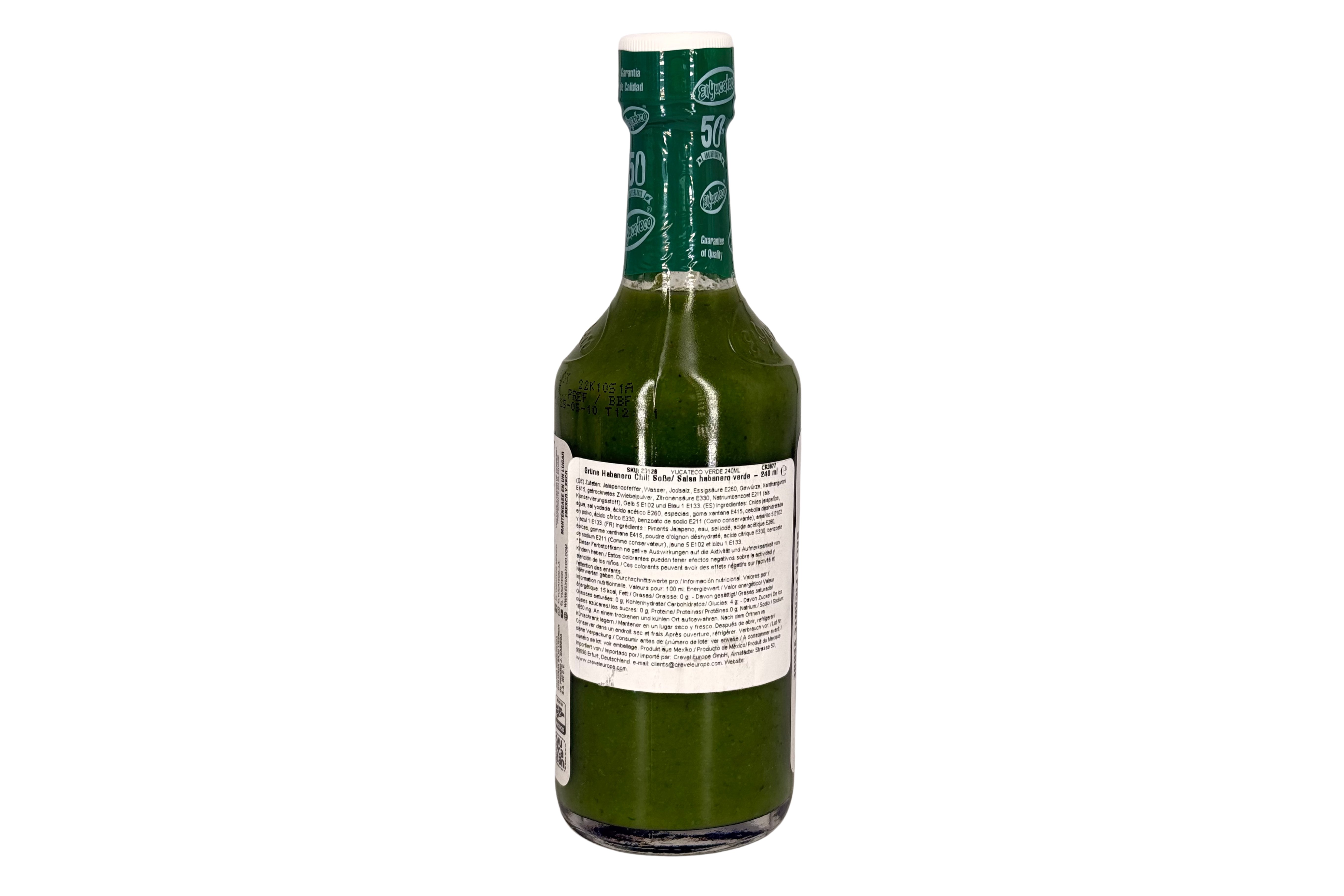 El Yucateco Salsa Picante Verde Habanero, Pikante grüne Habanero-Chili-Soße, VPE: 240ml