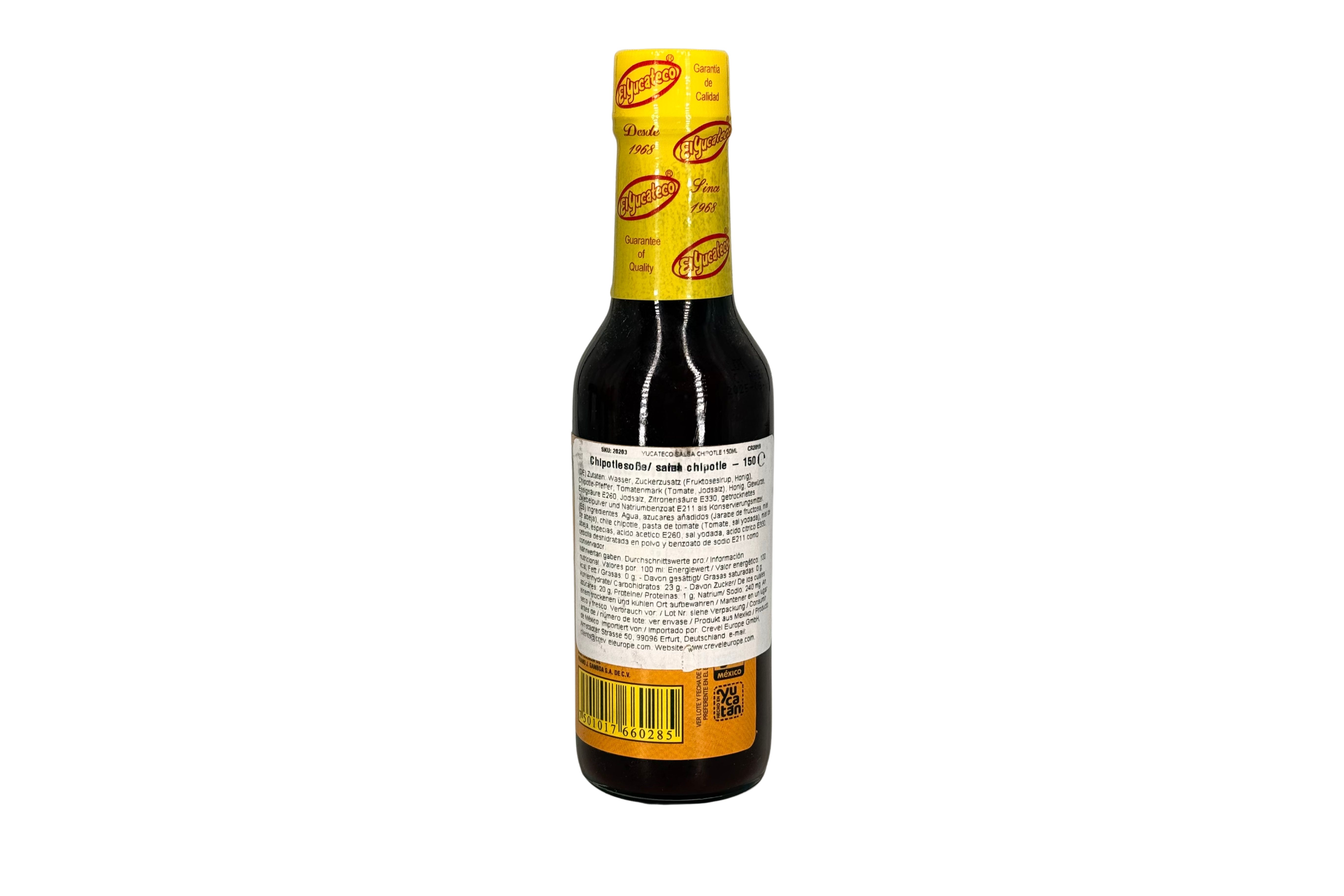 El Yucateco Salsa Chipotle Habanero, Pikant rauchig-süßliche Chipotle-Chili-Soße, VPE: 150ml