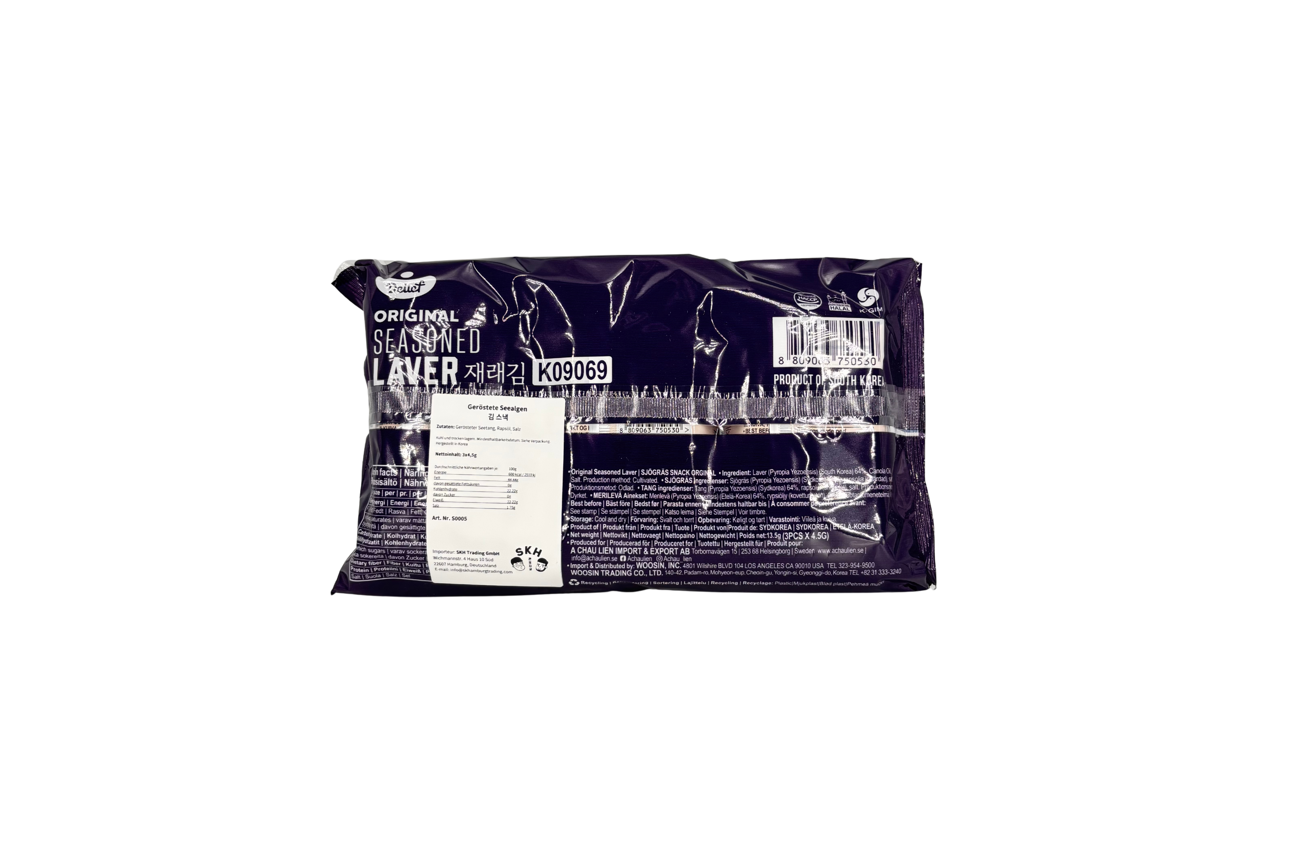Delief Original seasoned Seaweed, VPE: 3x4,5g, VKE: 12x(3x4,5g)