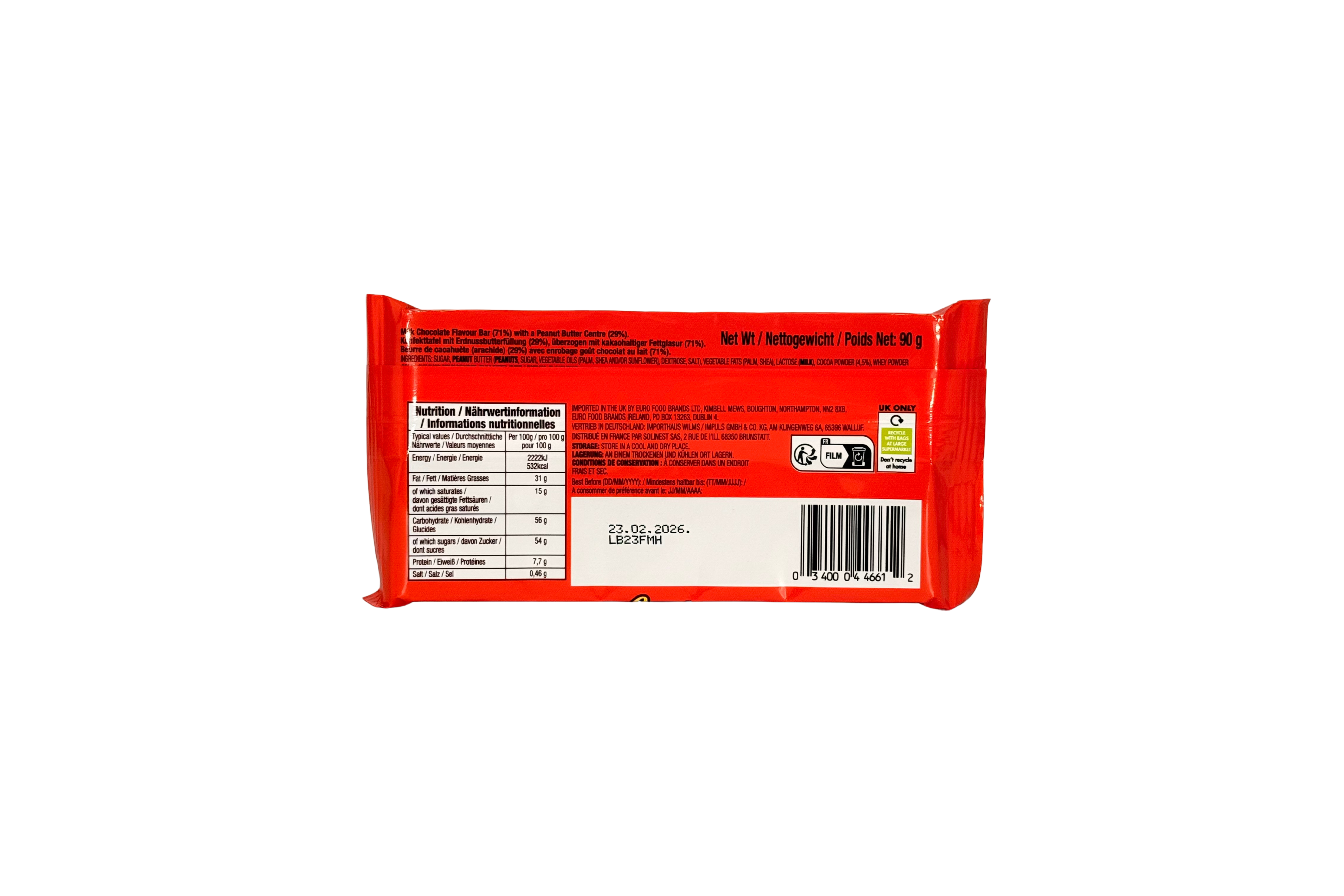 Reese´s Peanut Butter Bar Milk Chocolate, VPE: 90g, VKE: 16x90g