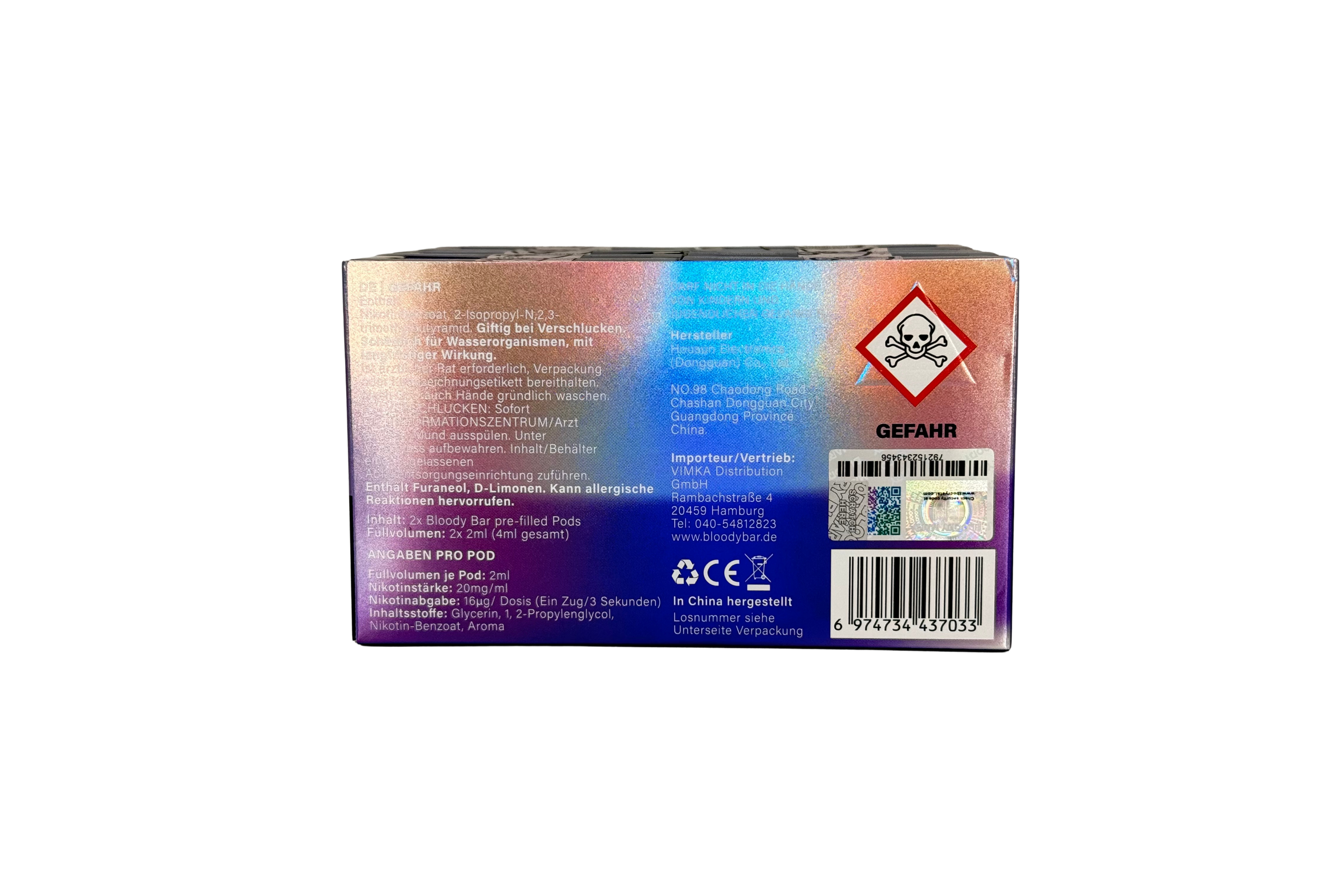 Bloody Bar Prefilled Pod - Blue Razz Lemonade - 20mg/ml Nikotin