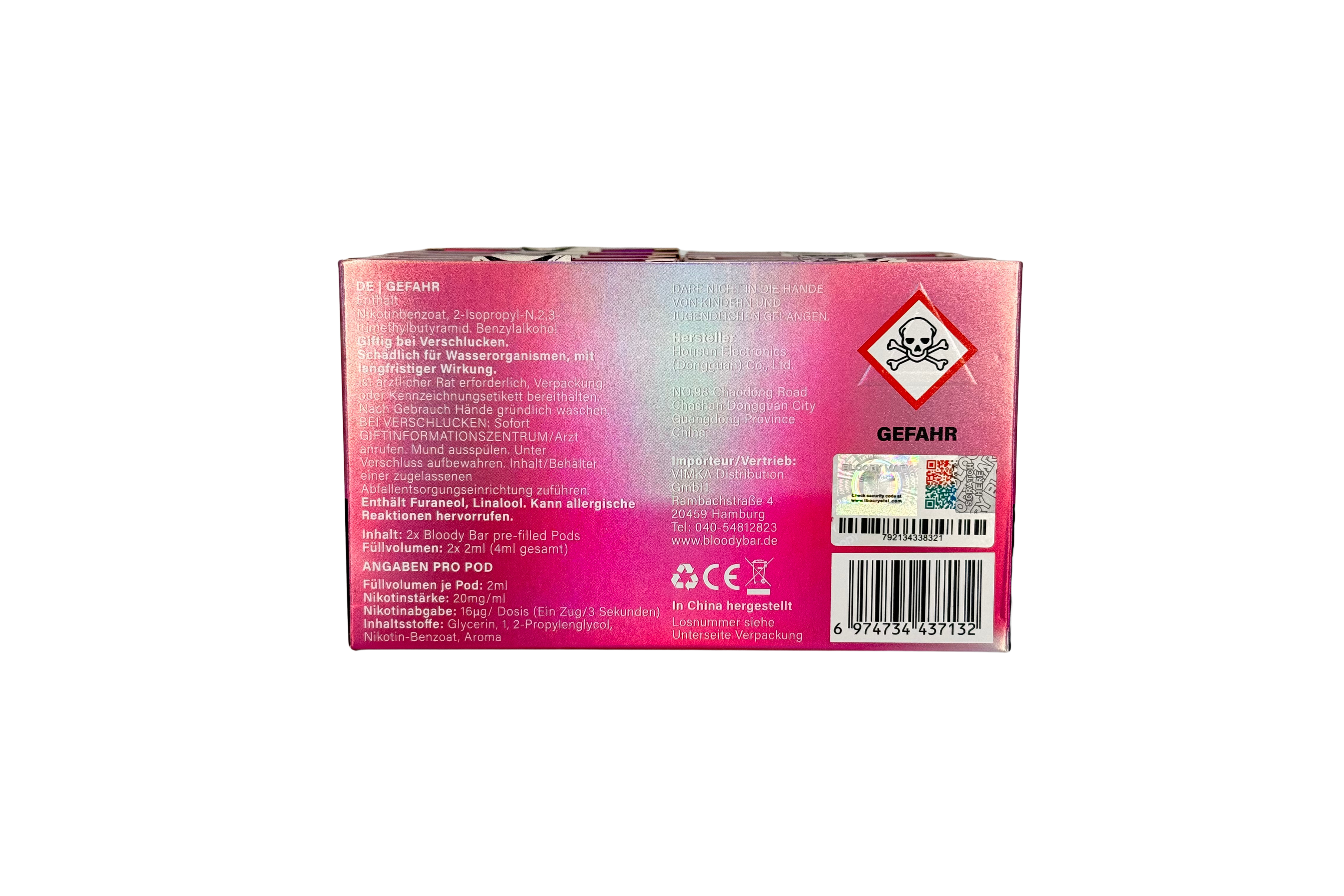 Bloody Bar Prefilled Pod - Pink Lemonade - 20mg/ml Nikotin