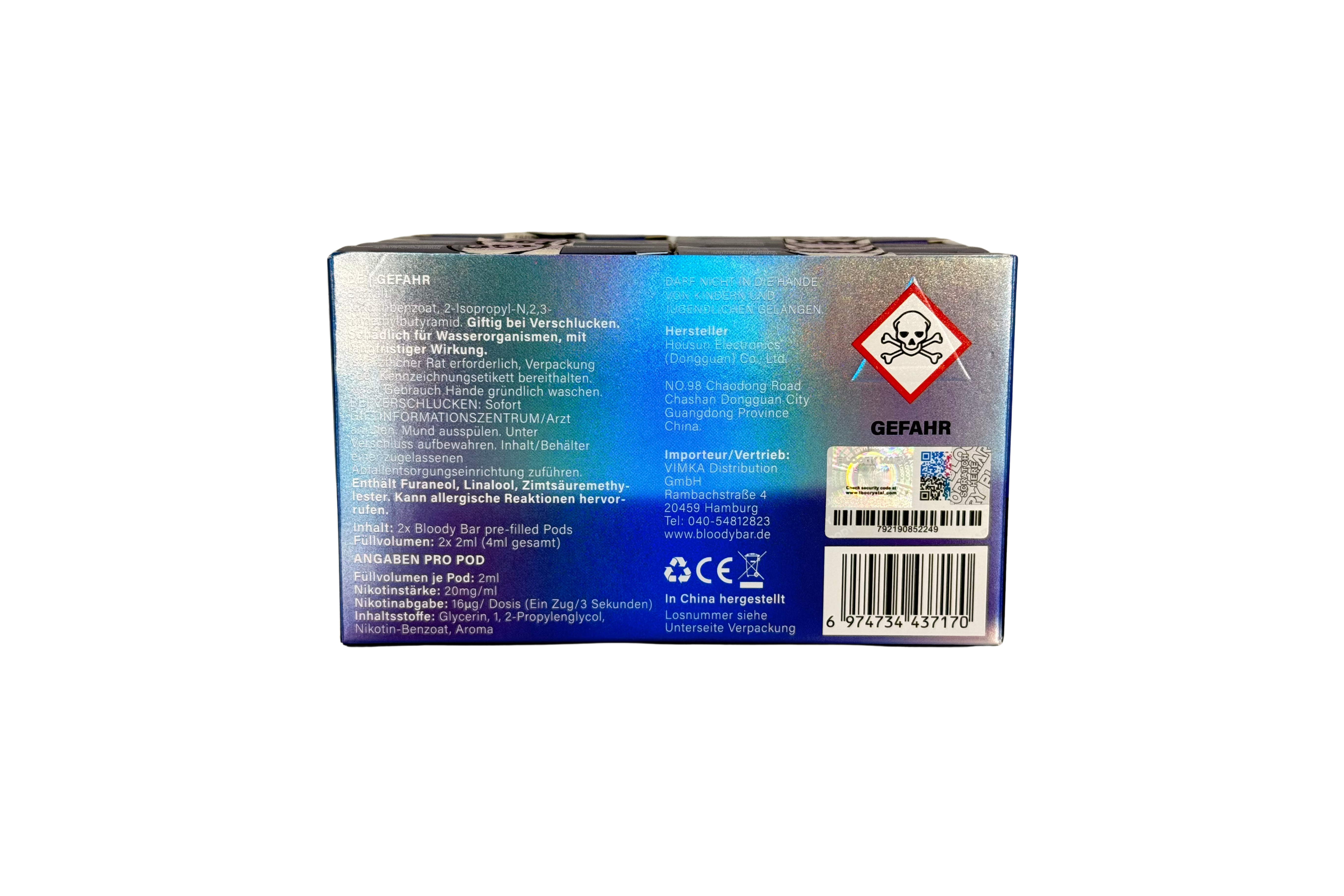 Bloody Bar Prefilled Pod - Mr. Blue - 20mg/ml Nikotin