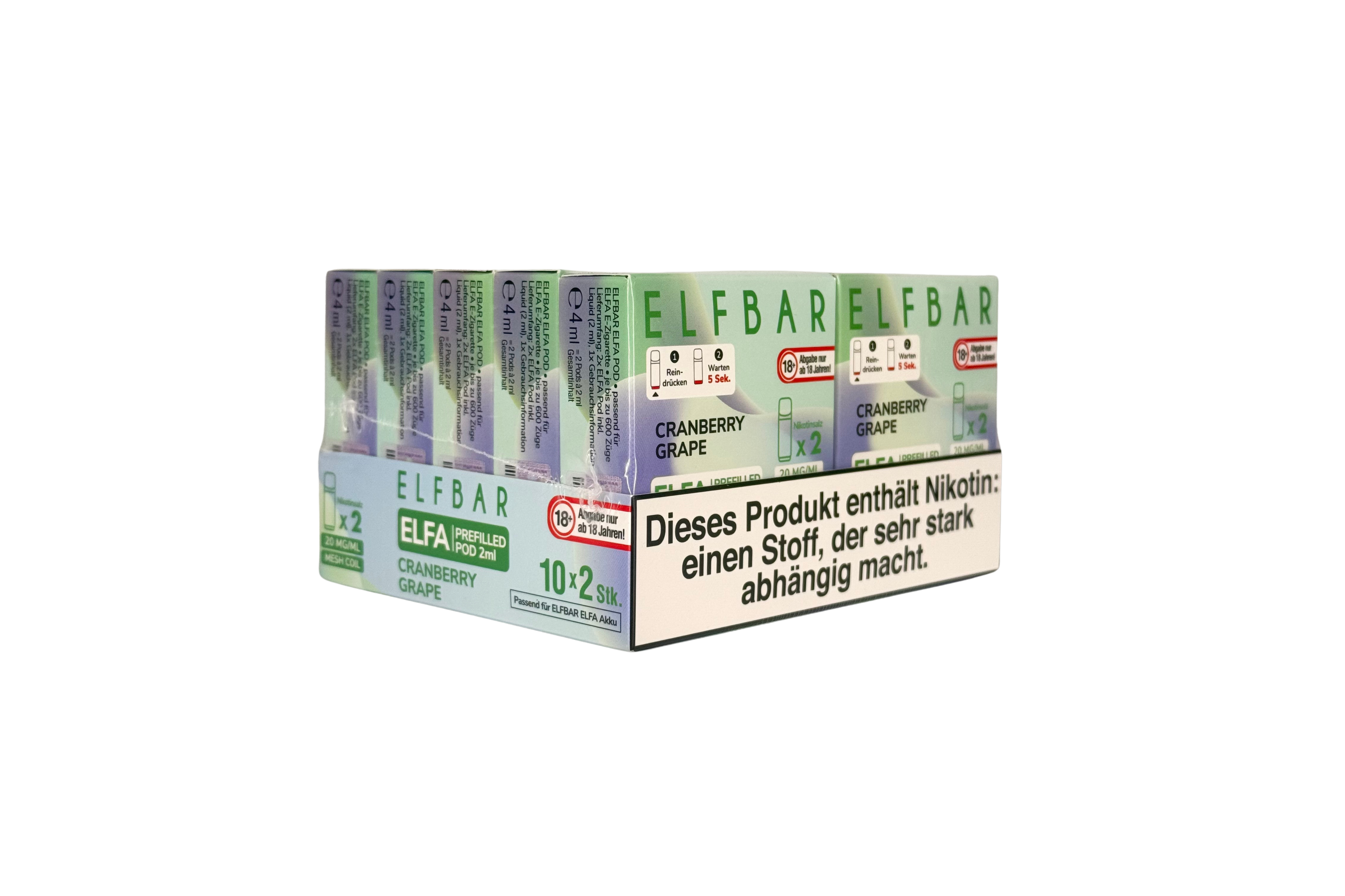 Elfbar ELFA CP Prefilled Pod, Cranberry Grape, VPE: 2 Stk. / Box - 20mg/ml Nikotingehalt