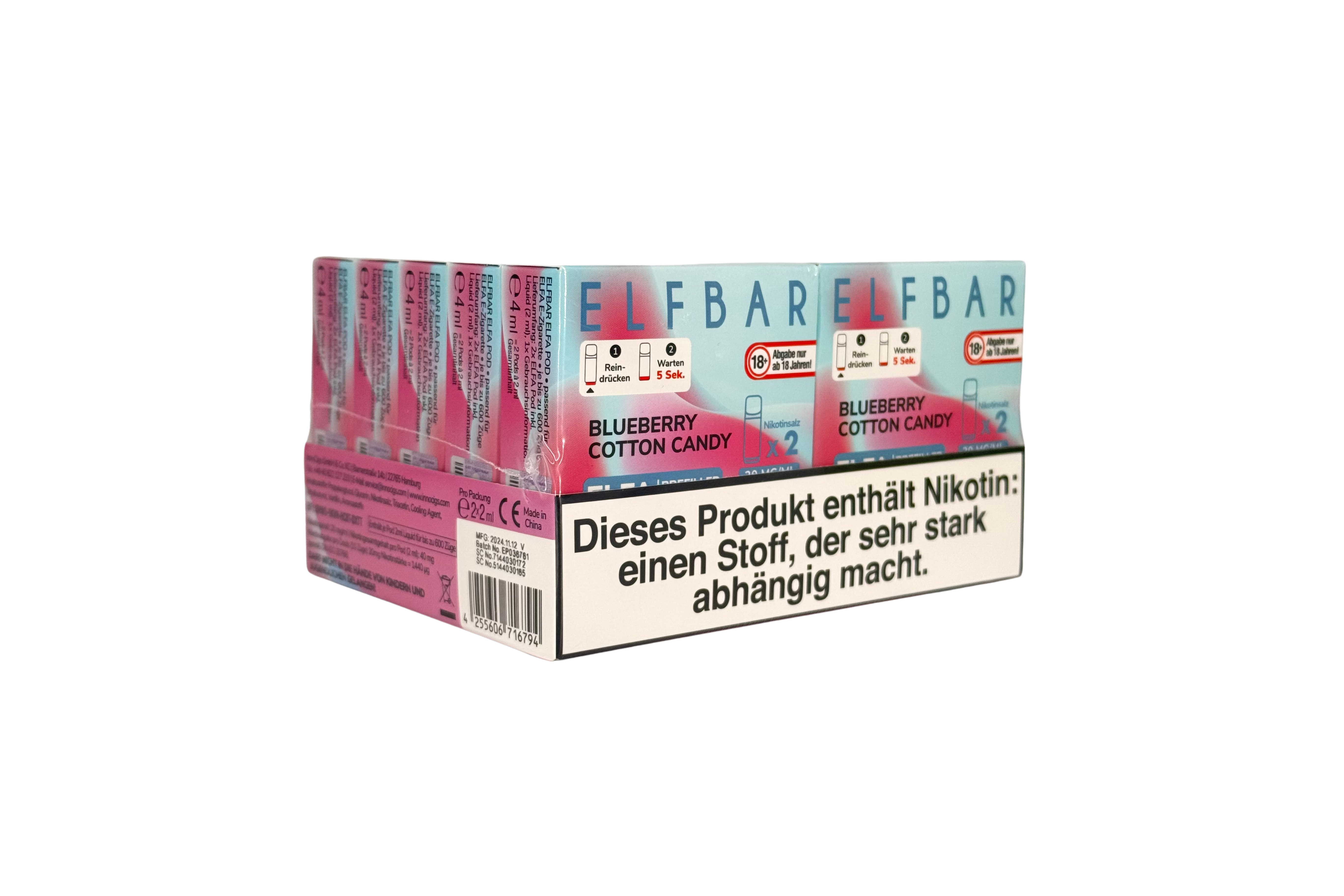 Elfbar ELFA CP Prefilled Pod, Blueberry Cotton Candy, VPE: 2 Stk. / Box - 20mg/ml Nikotingehalt