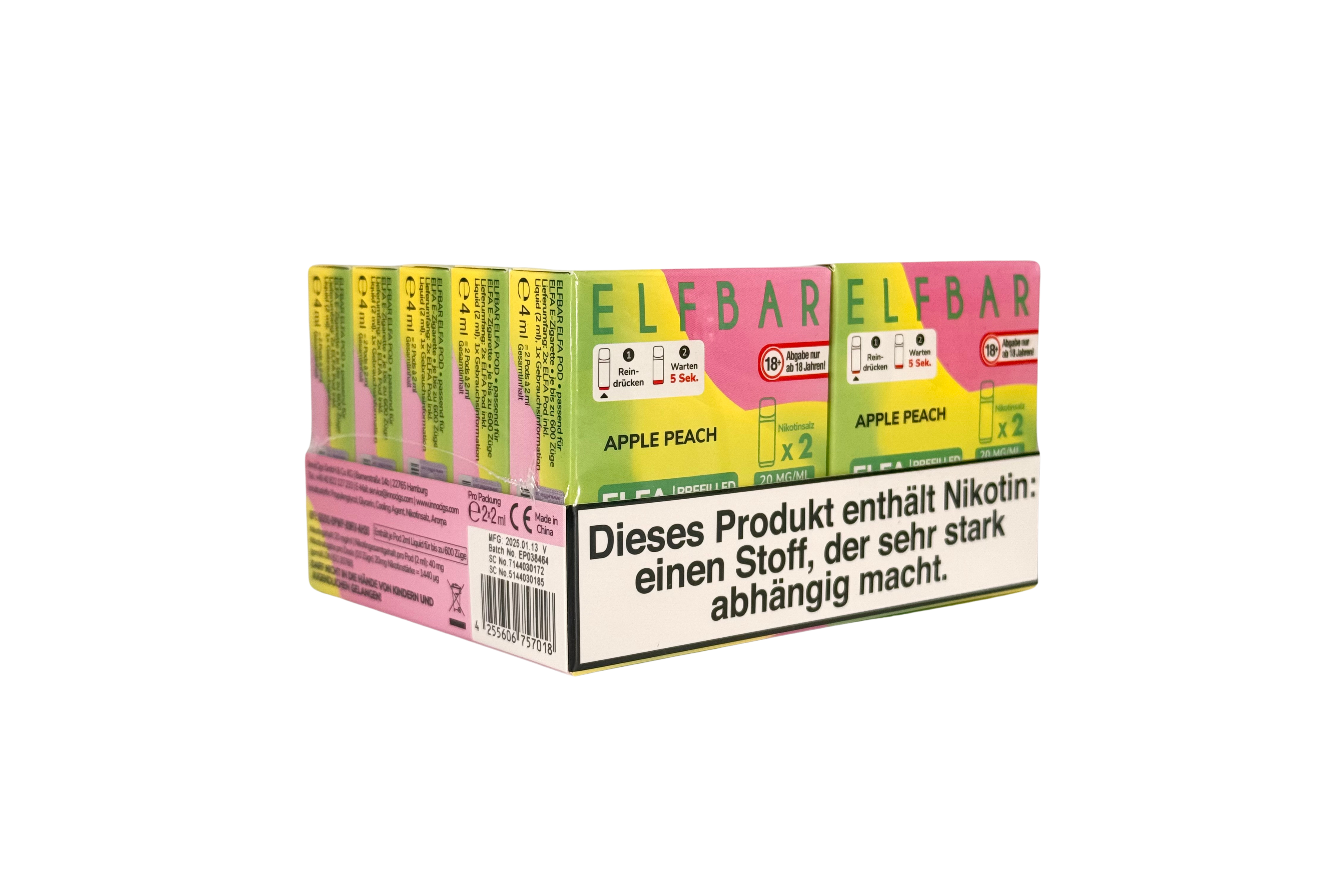 Elfbar ELFA CP Prefilled Pod, Apple Peach , VPE: 2 Stk. / Box - 20mg/ml Nikotingehalt