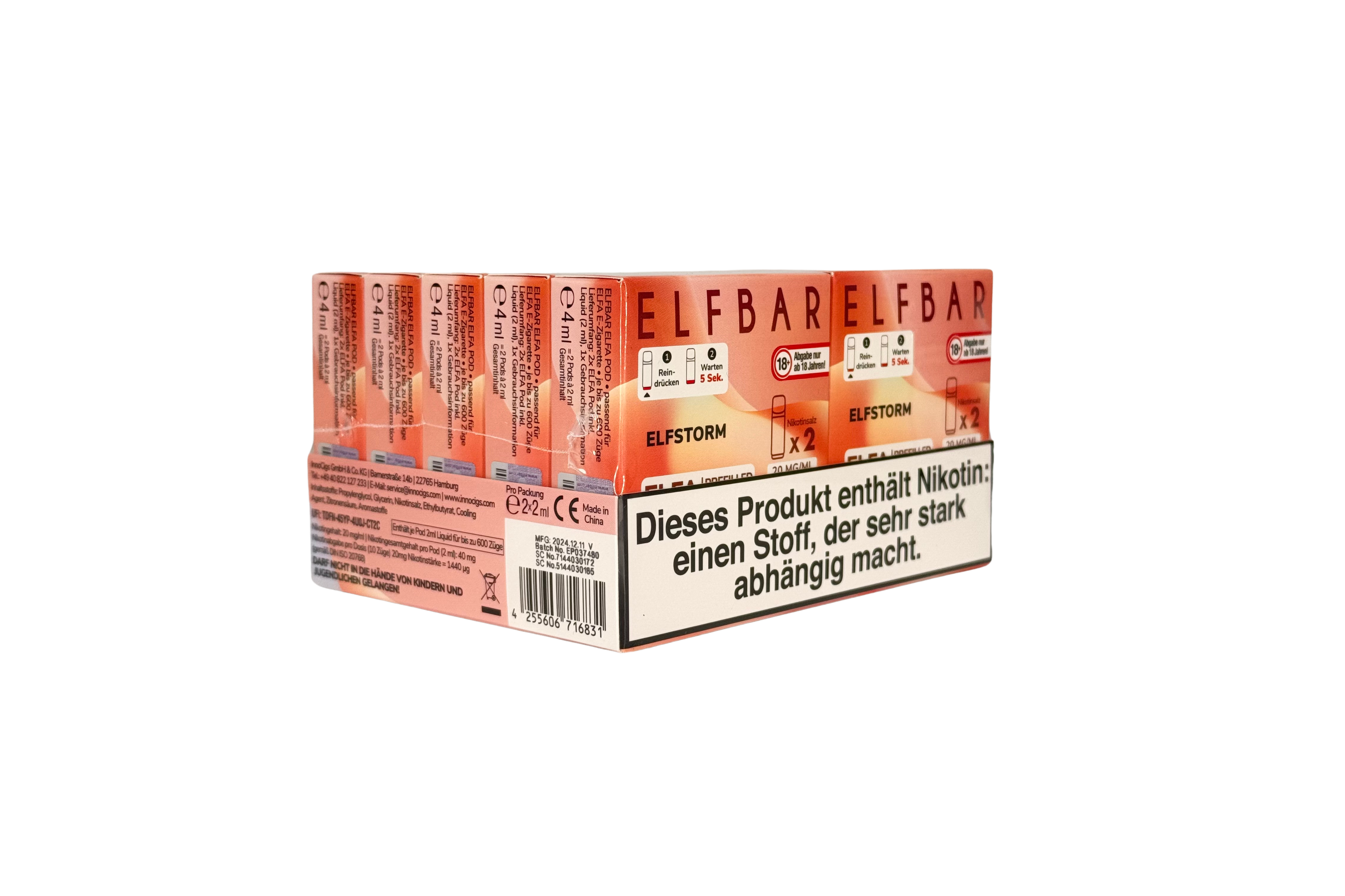 Elfbar ELFA CP Prefilled Pod, Elfstorm, VPE: 2 Stk. / Box - 20mg/ml Nikotingehalt