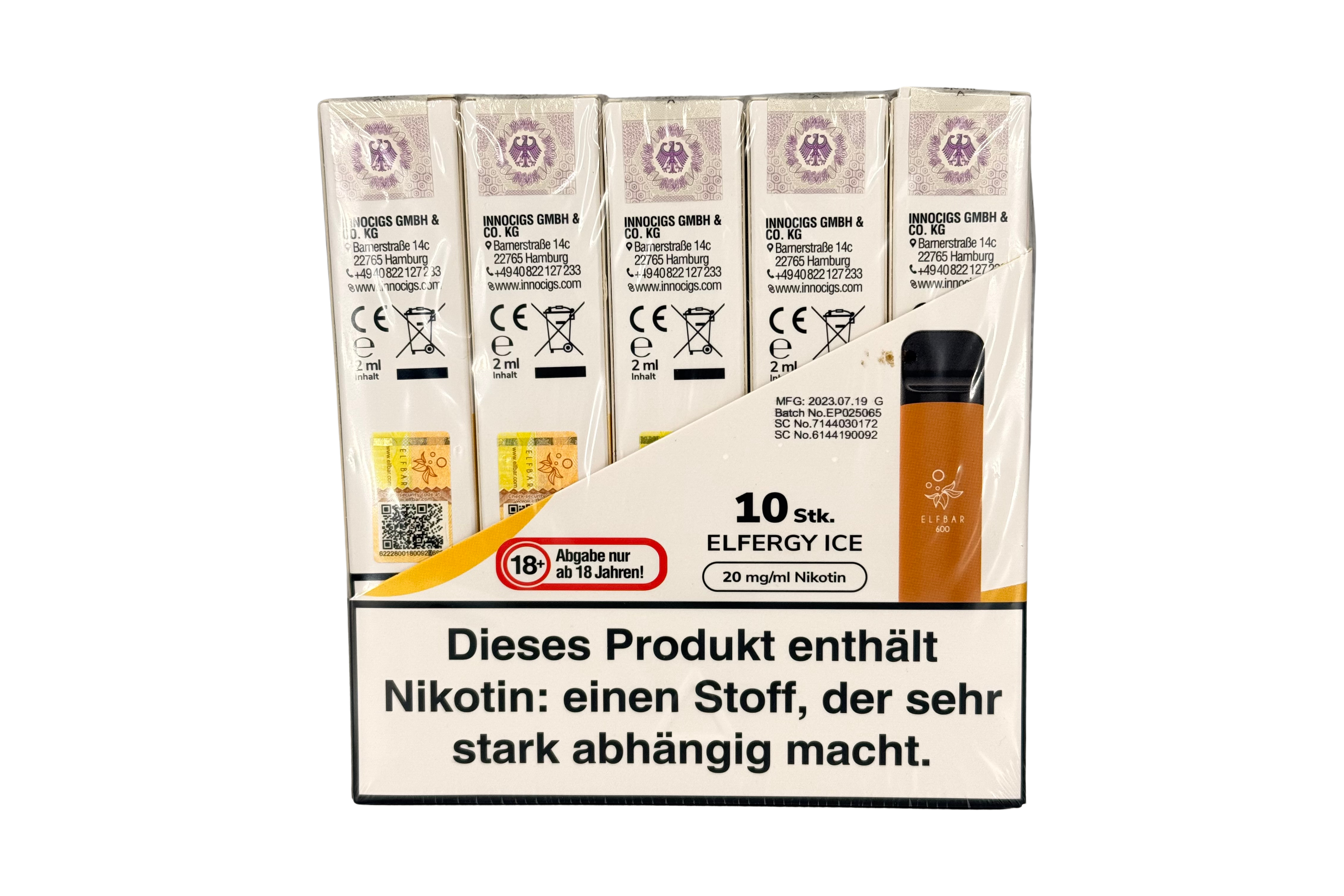 Elf Bar 600 Einweg e-Zigarette, Energy Ice / Erfrischender Energy-Drink, VPE: 1 Stk. / Box - 20mg/ml Nikotingehalt